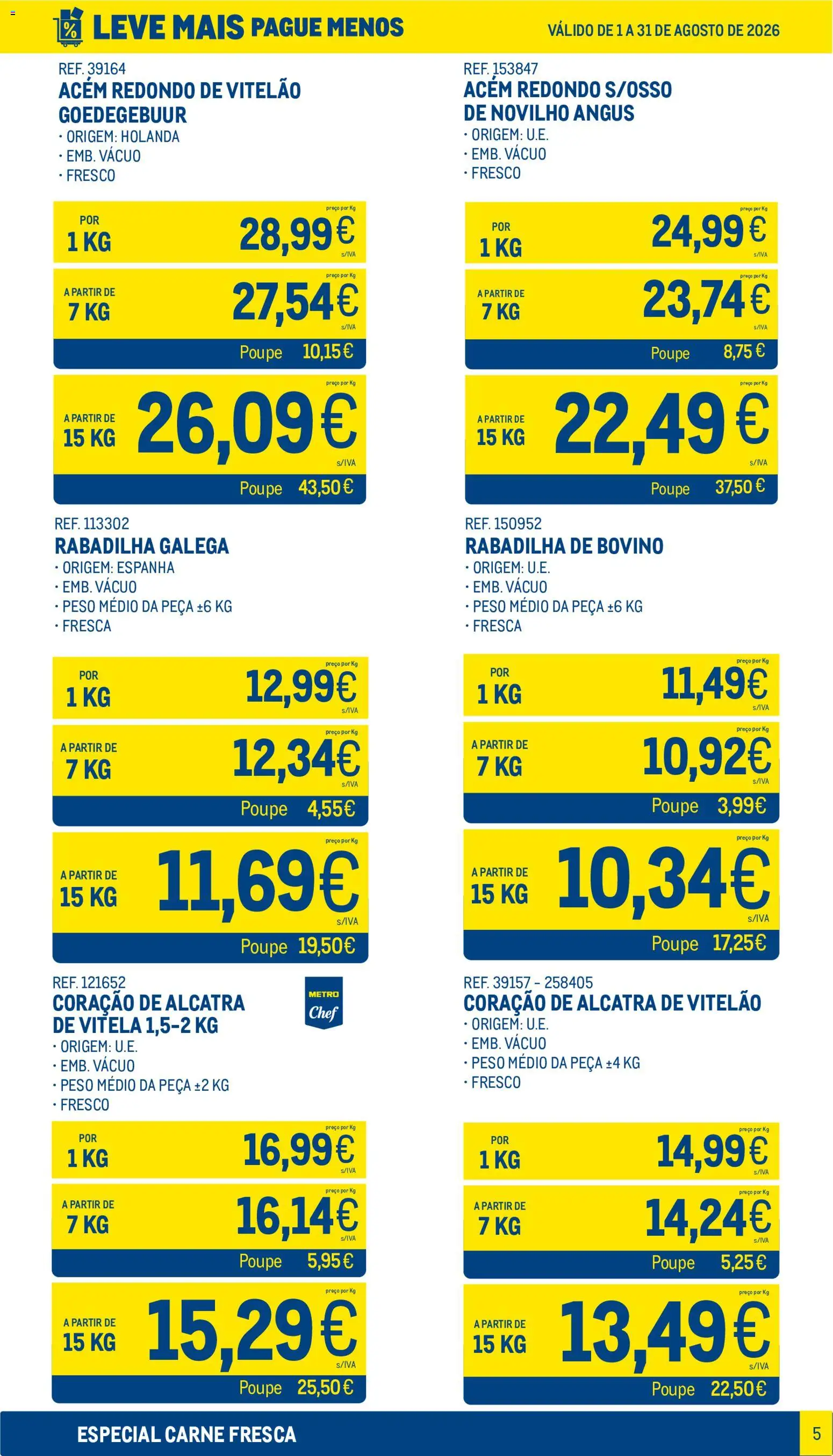 Makro Leve Mais Pague Menos - Carne Fresca │ válido de 01/08/2026 | Página: 5 | Produtos: Vitela, Carne