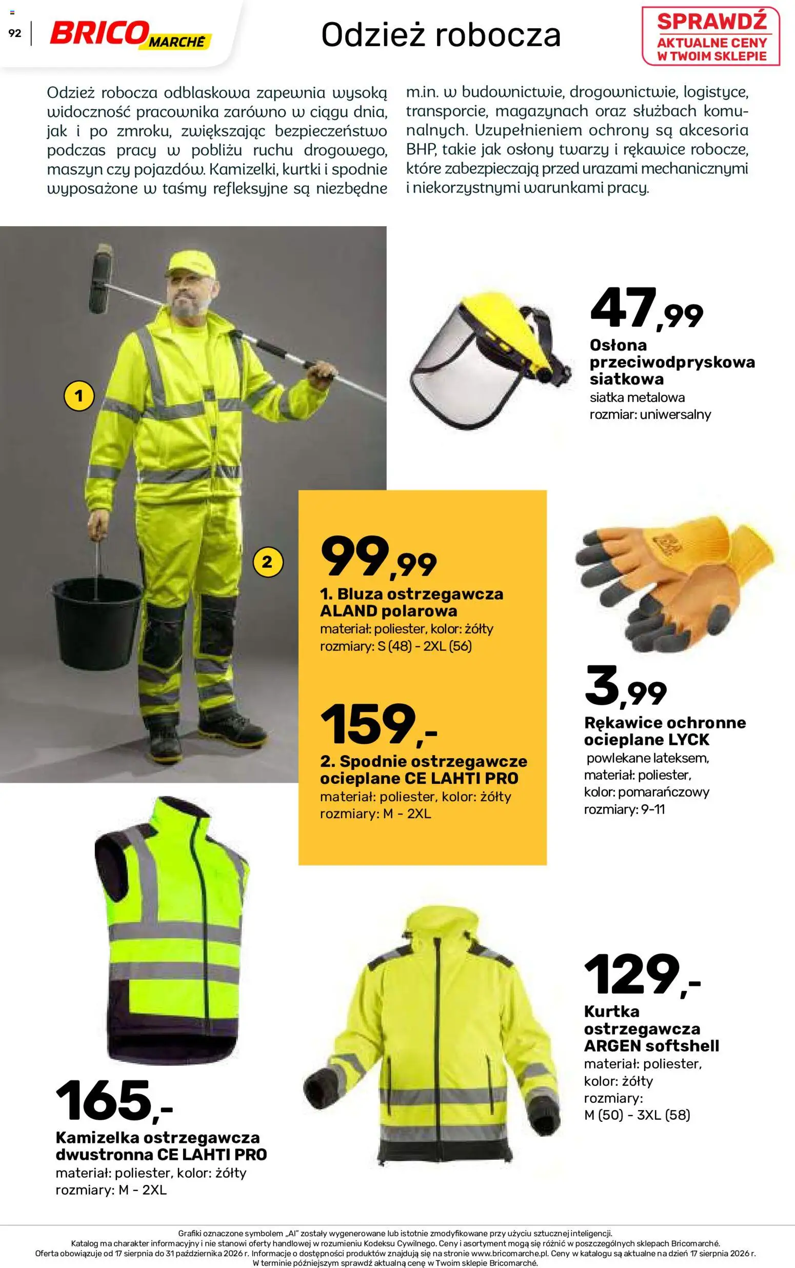Brico Marché gazetka - Jesienne Inspiracje od 17.08.2026 | Strona: 92 | Produkty: Kamizelka, Kurtka, Spodnie, Siatka