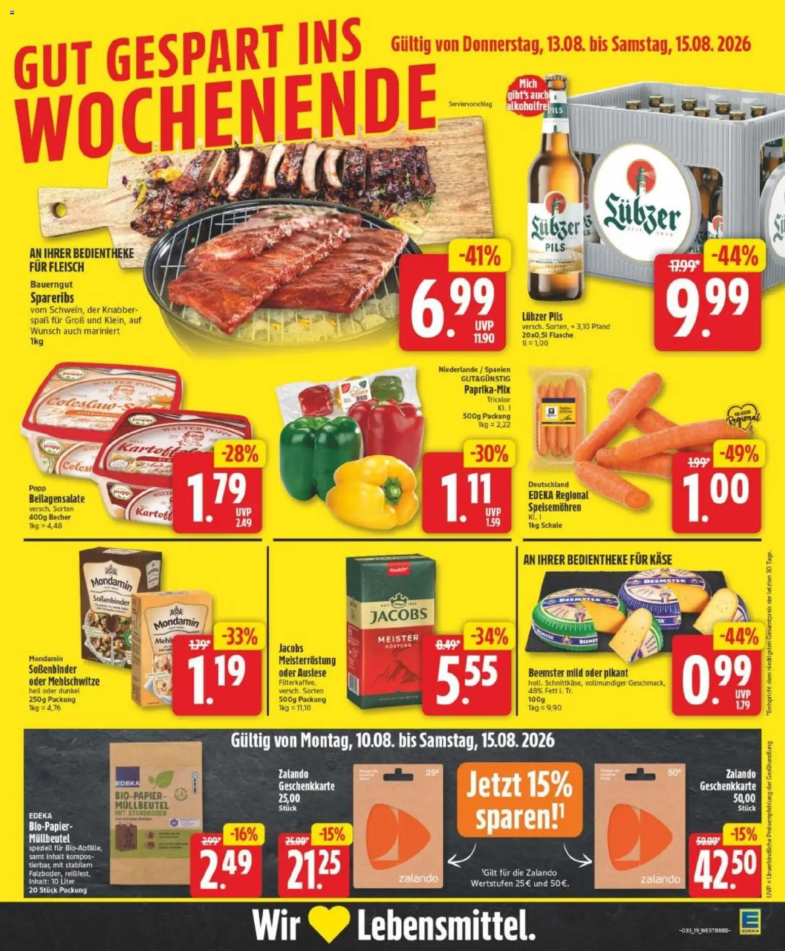 Edeka Prospekt Magdeburg – gültig ab 10.08.2026 | Seite: 19 | Produkte: Käse, Pils, Fleisch, Lubzer