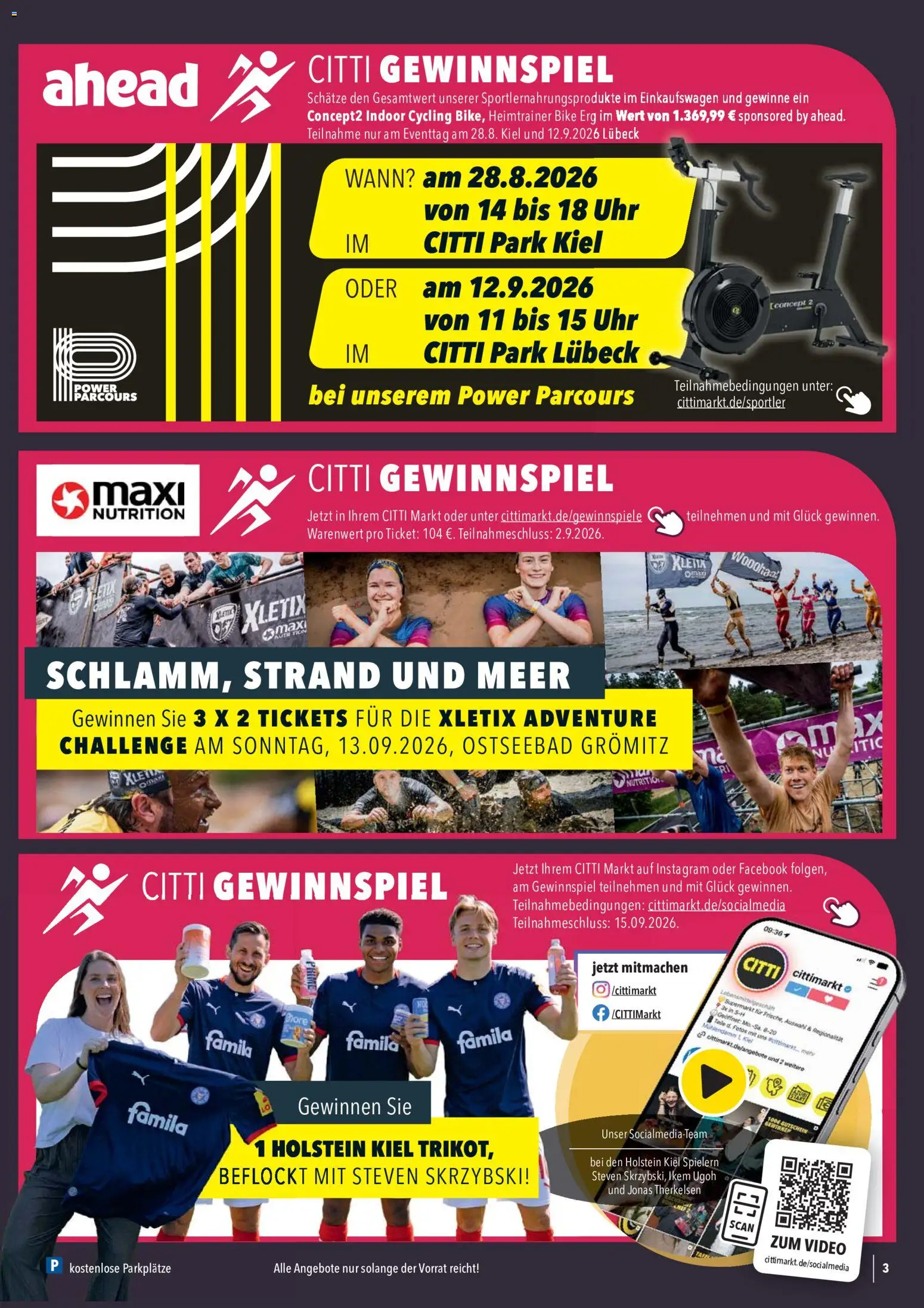 CITTI Markt Sportlernahrung – gültig ab 26.08.2026 | Seite: 3 | Produkte: Heimtrainer, Uhr, Video