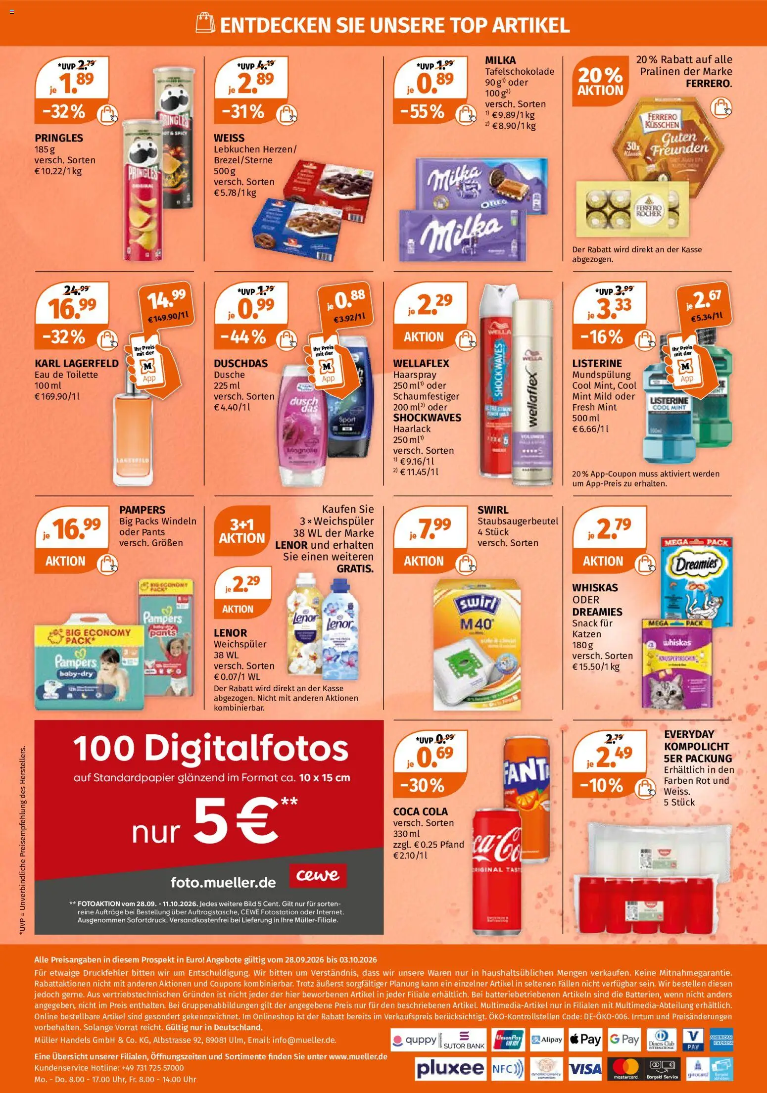 Müller Drogerie-Highlights – gültig ab 28.09.2026 | Seite: 19 | Produkte: Cola, Uhr, Whiskas, Listerine