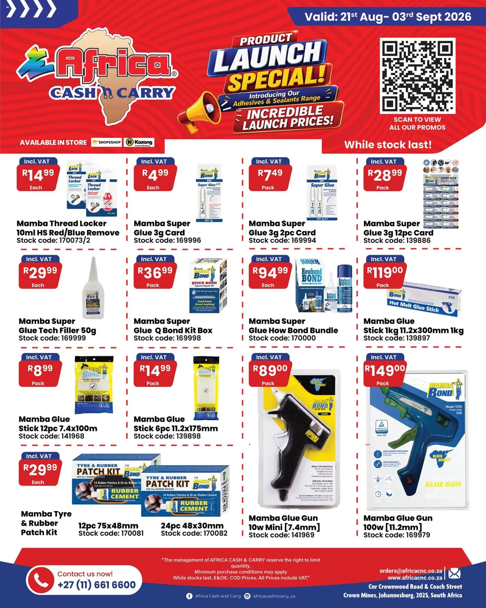 New Africa Cash & Carry catalogue – valid from 21/08/2026 | Page: 3 | Products: Lock, Box, Stock, Cement