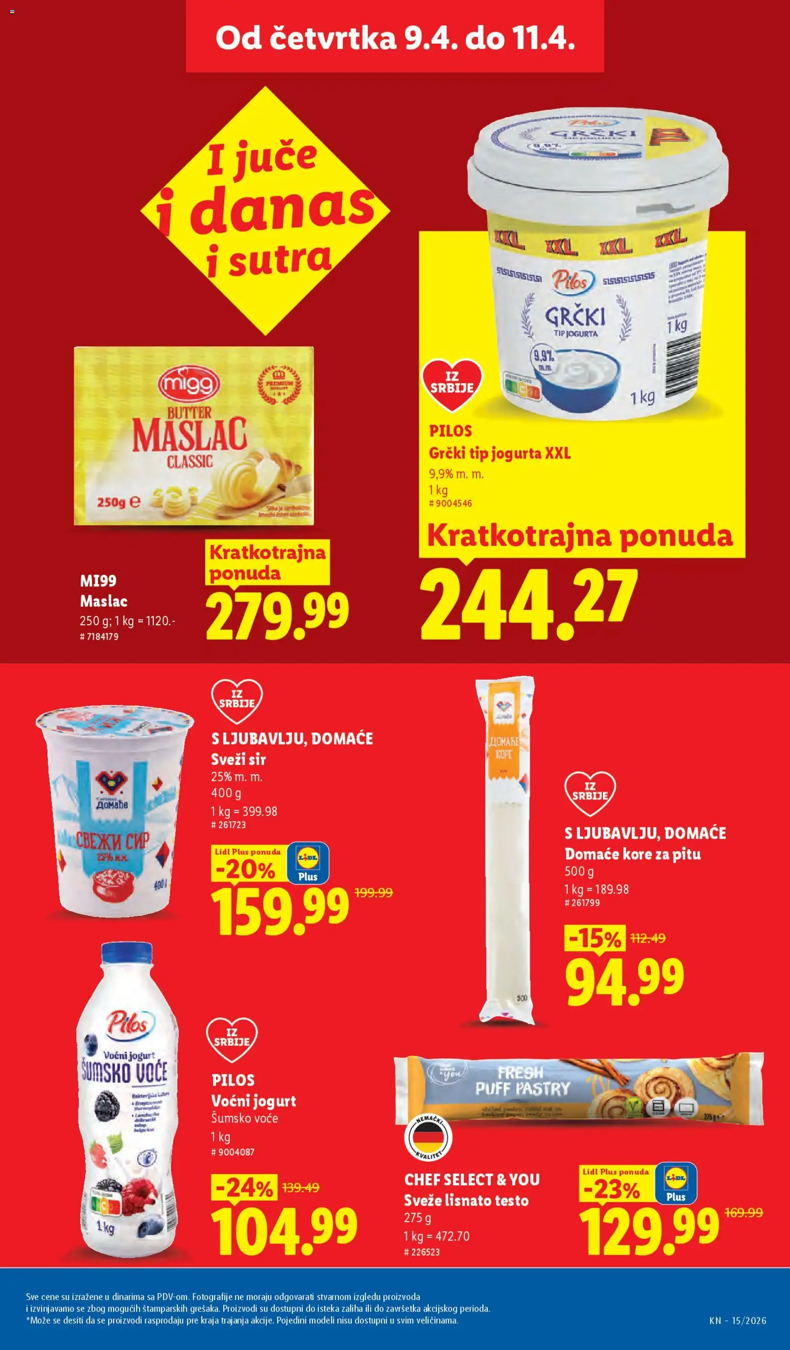 Lidl katalog - važi od 09.04.2026 | Strana: 21 | Proizvode: Lisnato testo, Sir, Sveži sir, Voćni jogurt