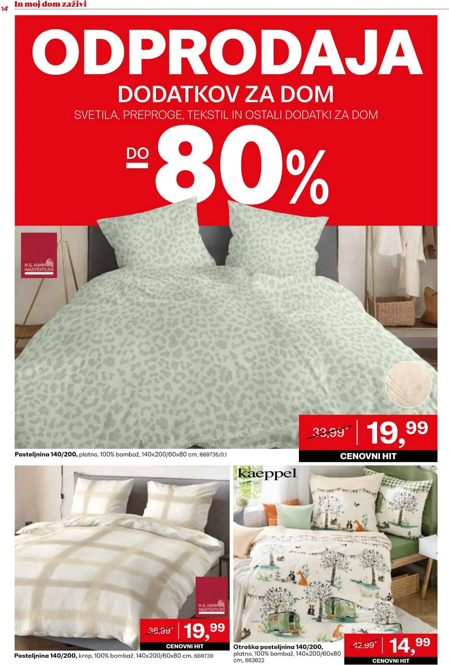 Novi Rutar katalog ponudbe – veljaven od 05.08.2026 | Stran: 14 | Izdelki: Posteljnina
