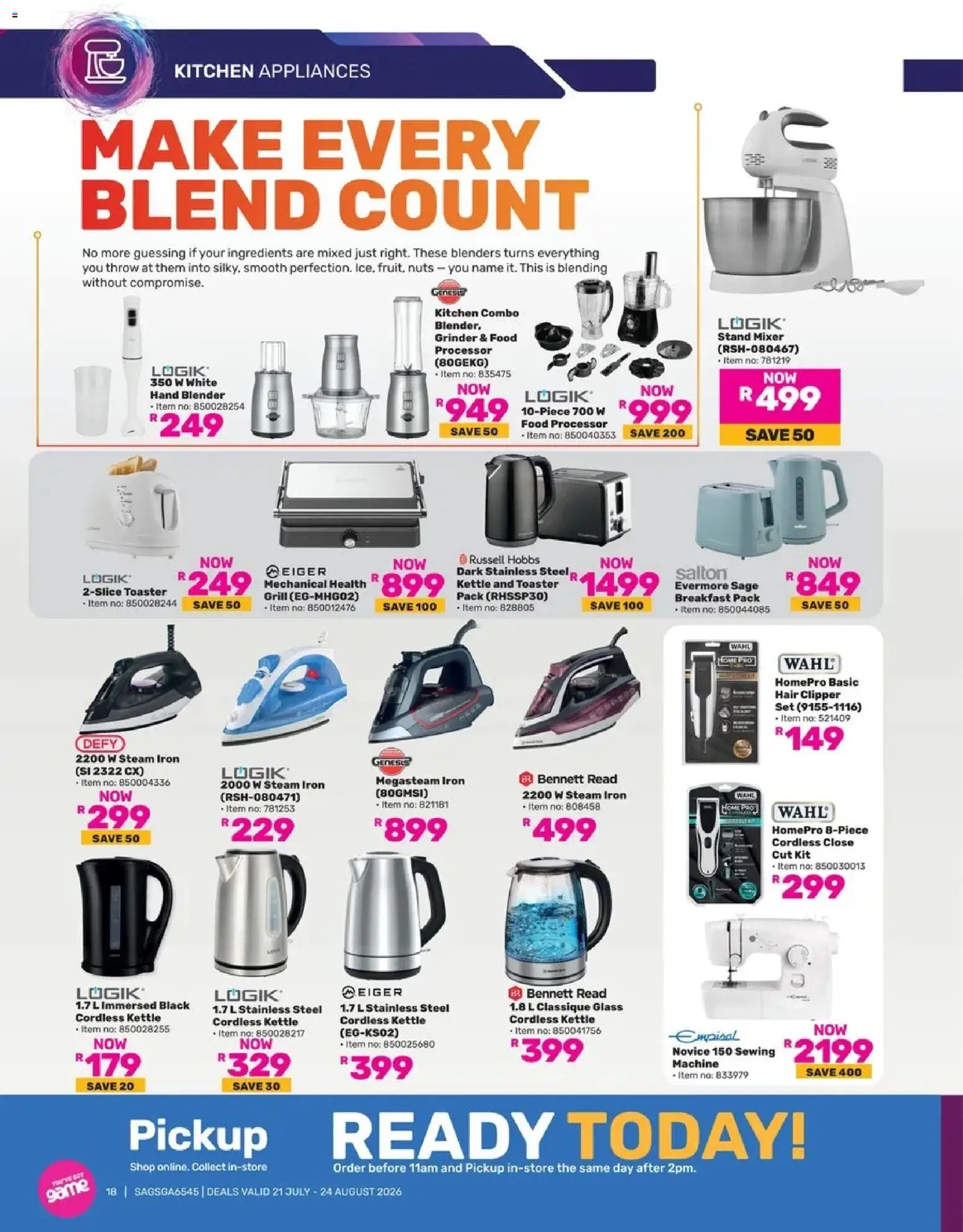 Game Catalogue electronics mania valid from 21/07/2026 | Page: 18 | Products: Toaster, Game, Grill, Mixer