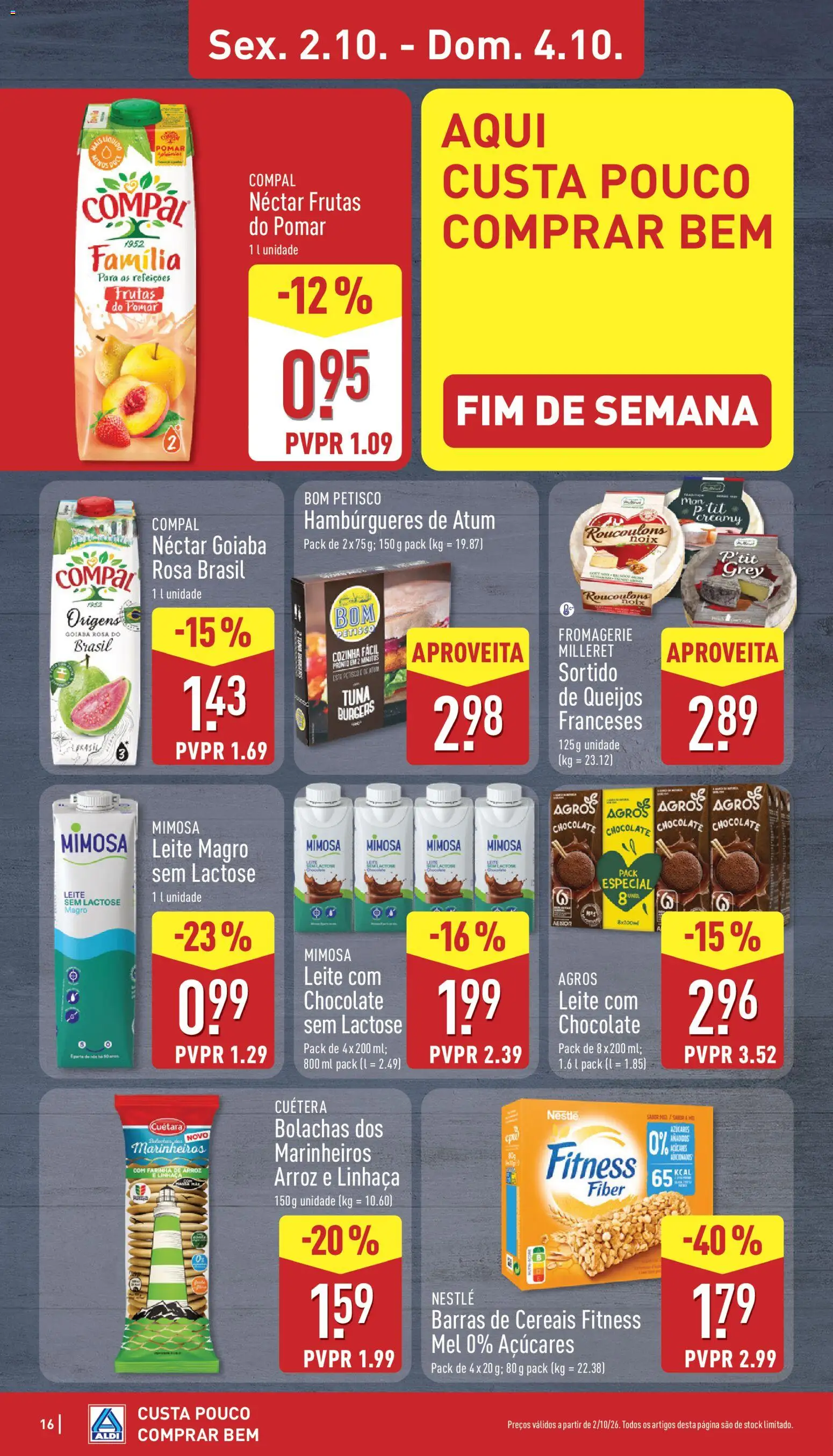 Aldi folheto │ válido de 28/09/2026 | Página: 16 | Produtos: Leite sem lactose, Atum, Barras de cereais, Cereais