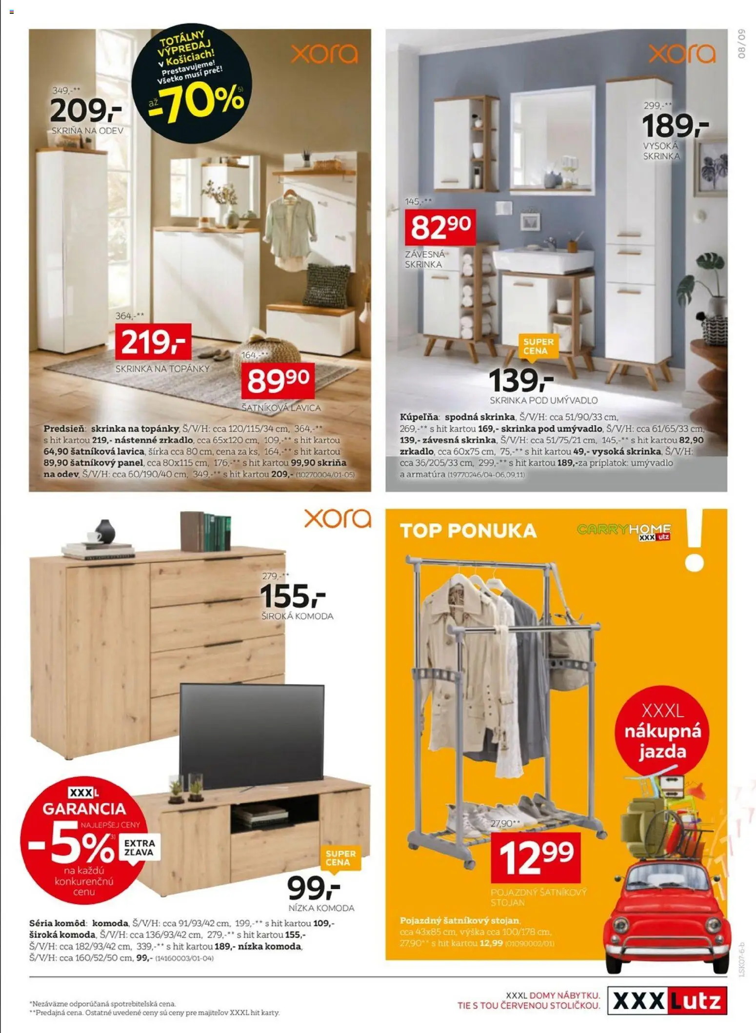 Nové XXXLutz akcie – leták je platný od 20.07.2026 | Strana: 9 | Produkty: Skriňa, Kúpelňa, Skrinka pod umývadlo, Skrinka