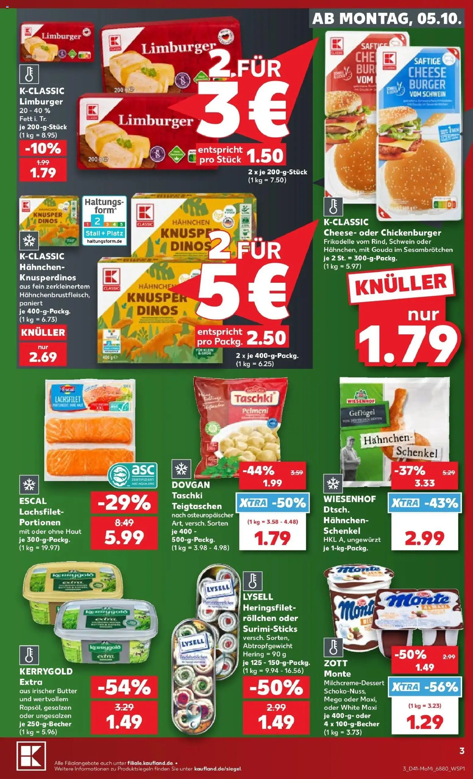 Prospekt Kaufland ab 05.10.2026 » Angebote Online zum Blättern | Seite: 3 | Produkte: Hahnchen, Butter, Gouda, Burger