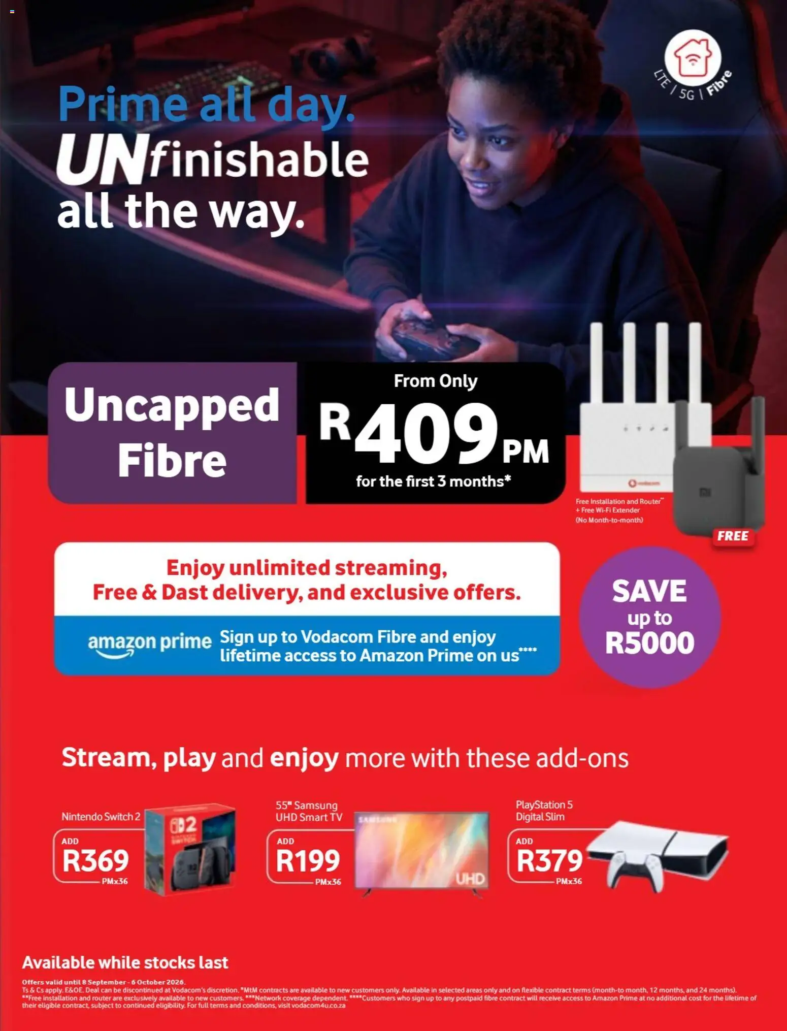 New Vodacom catalogue – valid from 08/09/2026 | Page: 17 | Products: Router, Playstation, Nintendo Switch, TV