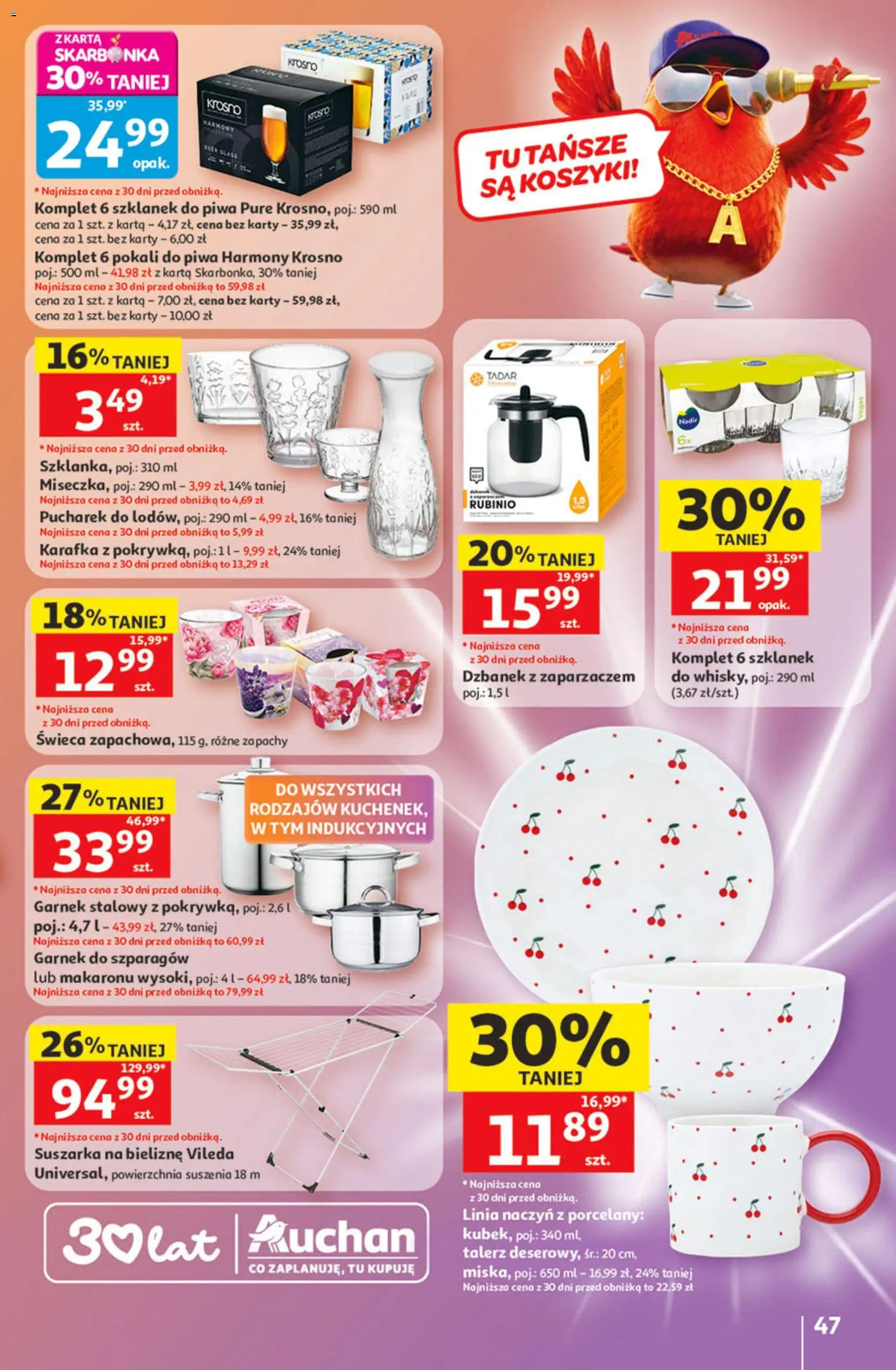 Auchan gazetka - 30 Lat Hipermarket od 21.05.2026 | Strona: 47 | Produkty: Karta, Suszarka, Garnek, Vileda