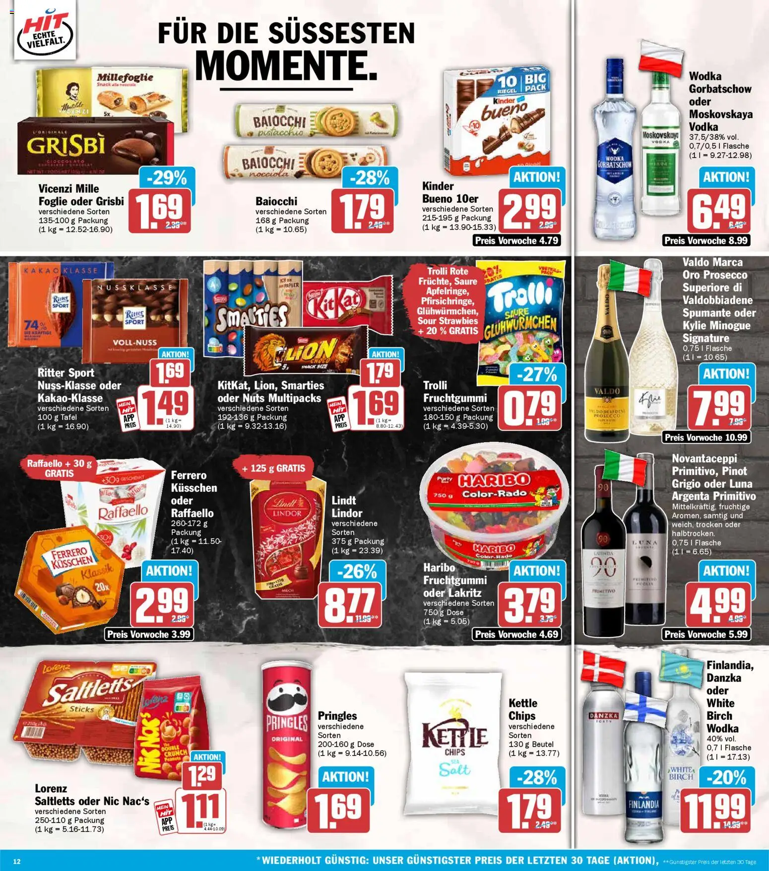 HIT Prospekt 	 – gültig ab 09.03.2026 | Seite: 12 | Produkte: Kinder bueno, Prosecco, Wein, Pringles