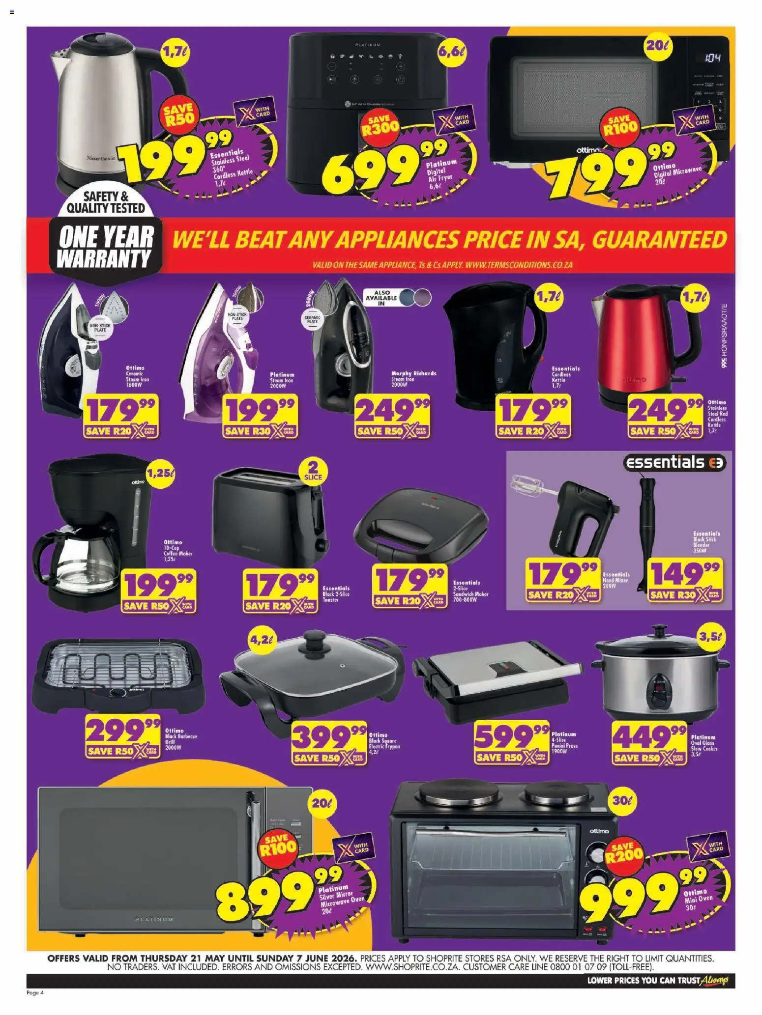 New Shoprite catalogue – valid from 21.05.2026 | Page: 4 | Products: Mixer, Sandwich maker, Microwave, Coffee