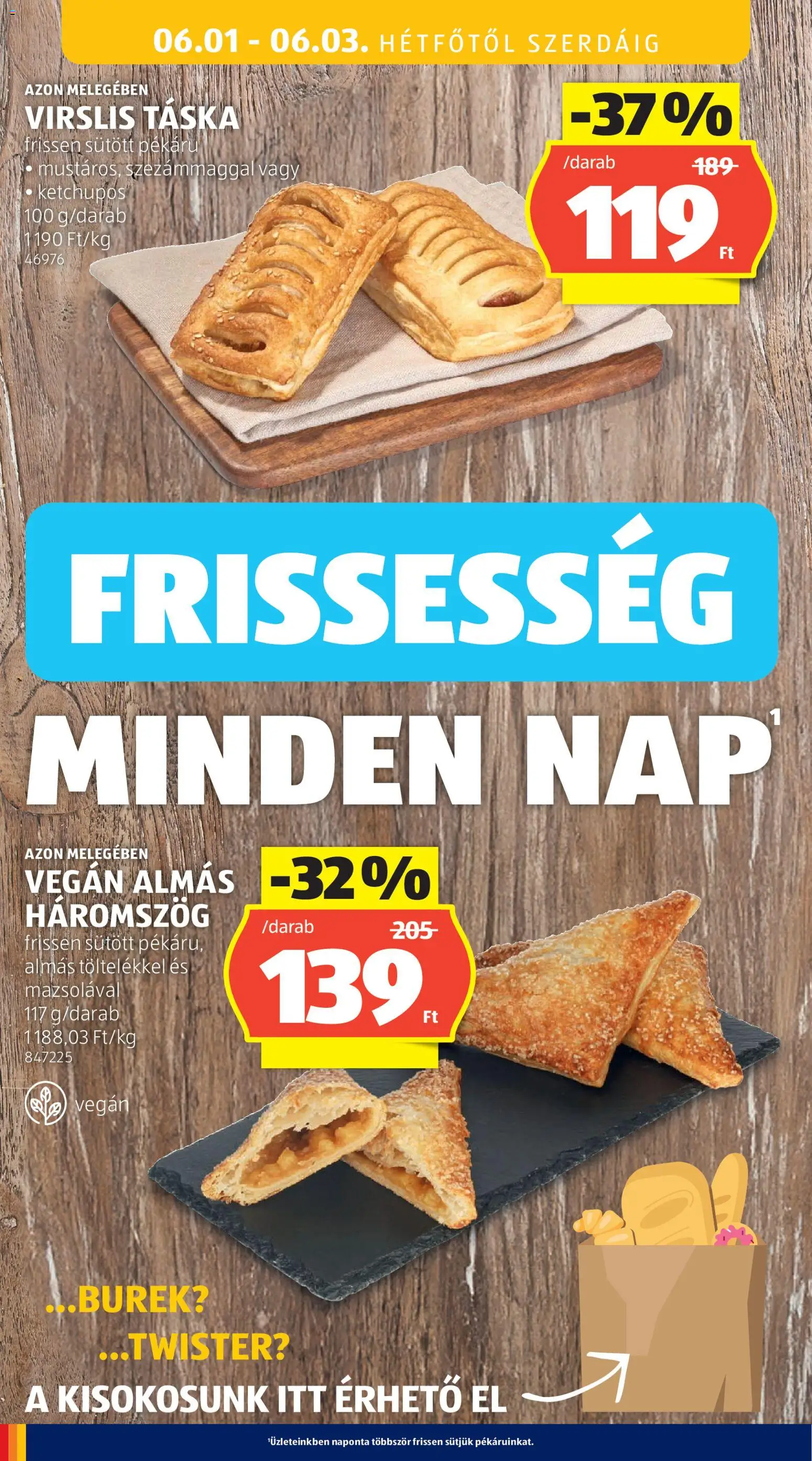 Aldi akciós ujság - amely érvényes a következő dátumtól: 28.05.2026 | Oldal: 40 | Termékek: Burek, Táska, Vegán