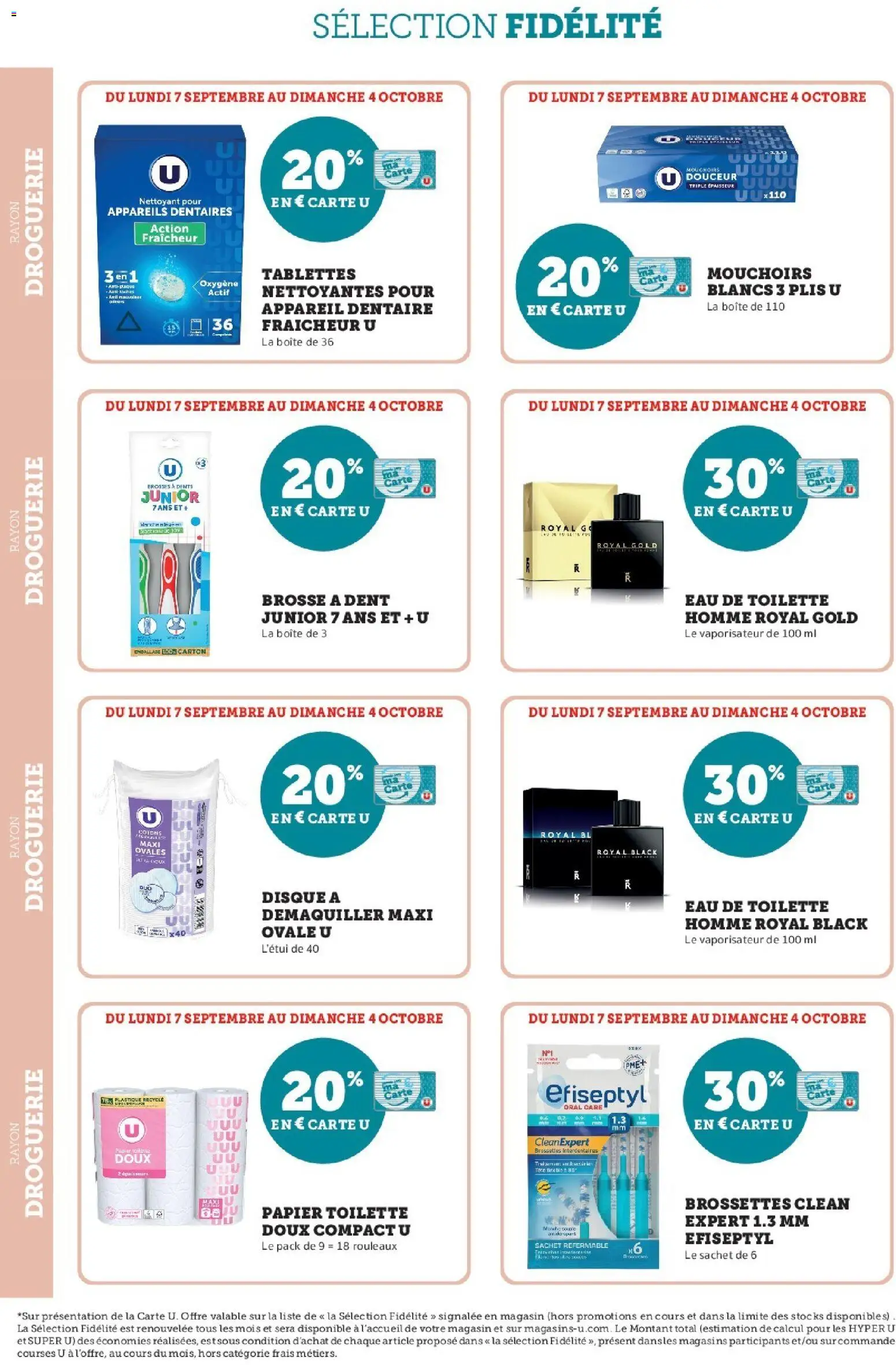 {H1} | Page: 14 | Produits: Papier toilette, Eau de toilette, Brosse, Mouchoirs