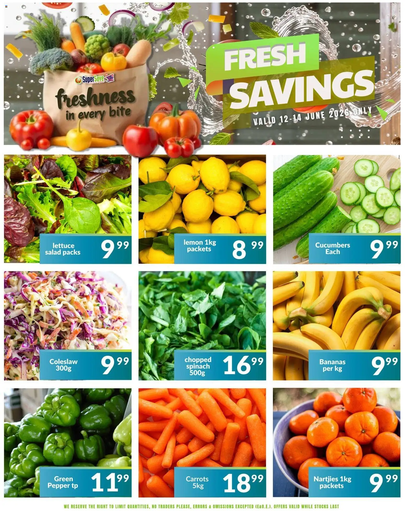 New Super Save catalogue – valid from 12.06.2026 | Page: 5 | Products: Bananas, Carrots, Pepper, Lettuce