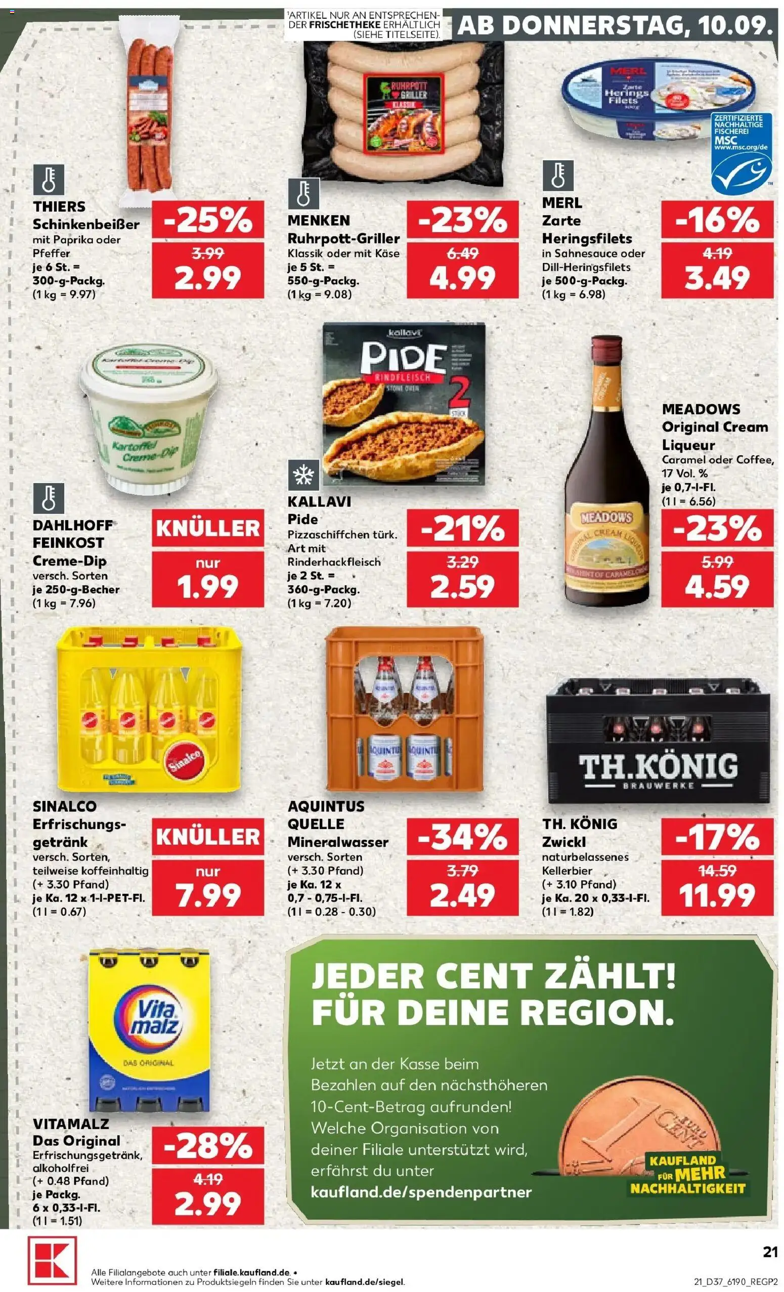 Prospekt Kaufland ab 10.09.2026 » Angebote Online zum Blättern | Seite: 21 | Produkte: Mineralwasser, Paprika, Pfeffer, Rindfleisch