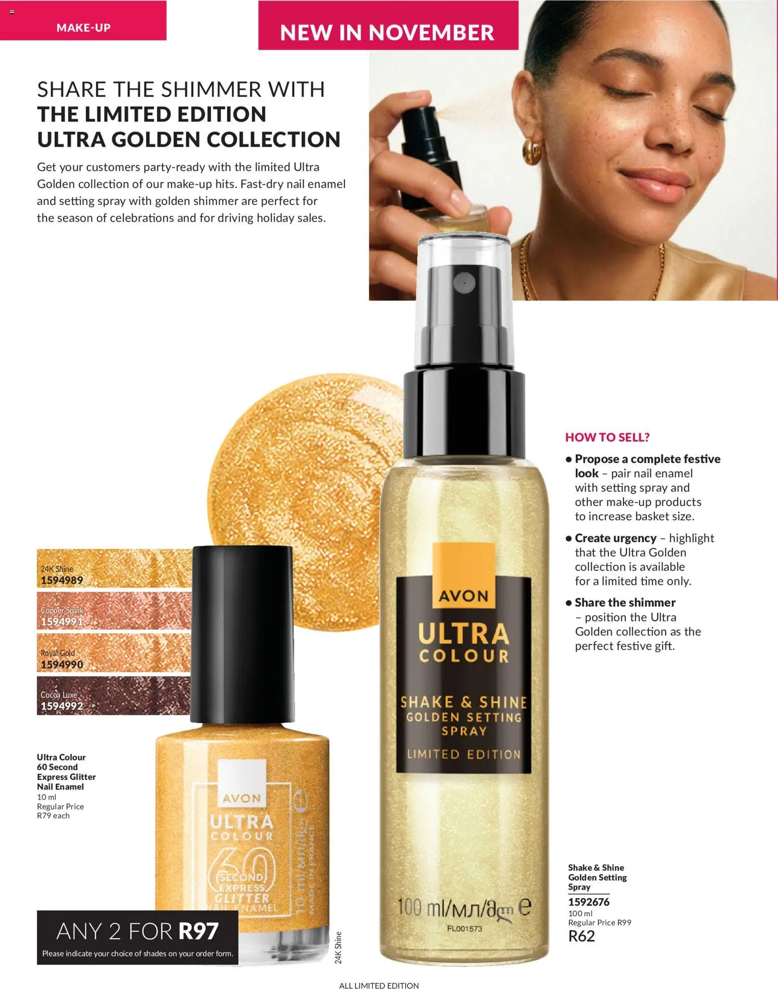 New Avon catalogue – valid from 01/10/2026 | Page: 14 | Products: Setting spray, Cocoa, Basket, Enamel