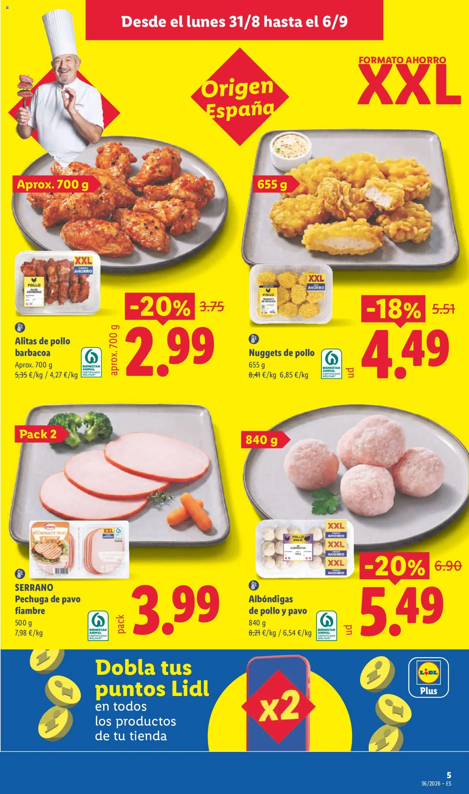 Lidl folleto │ válido desde el 31/08/2026 | Página: 5 | Productos: Alitas de pollo, Barbacoa, Pollo, Nuggets