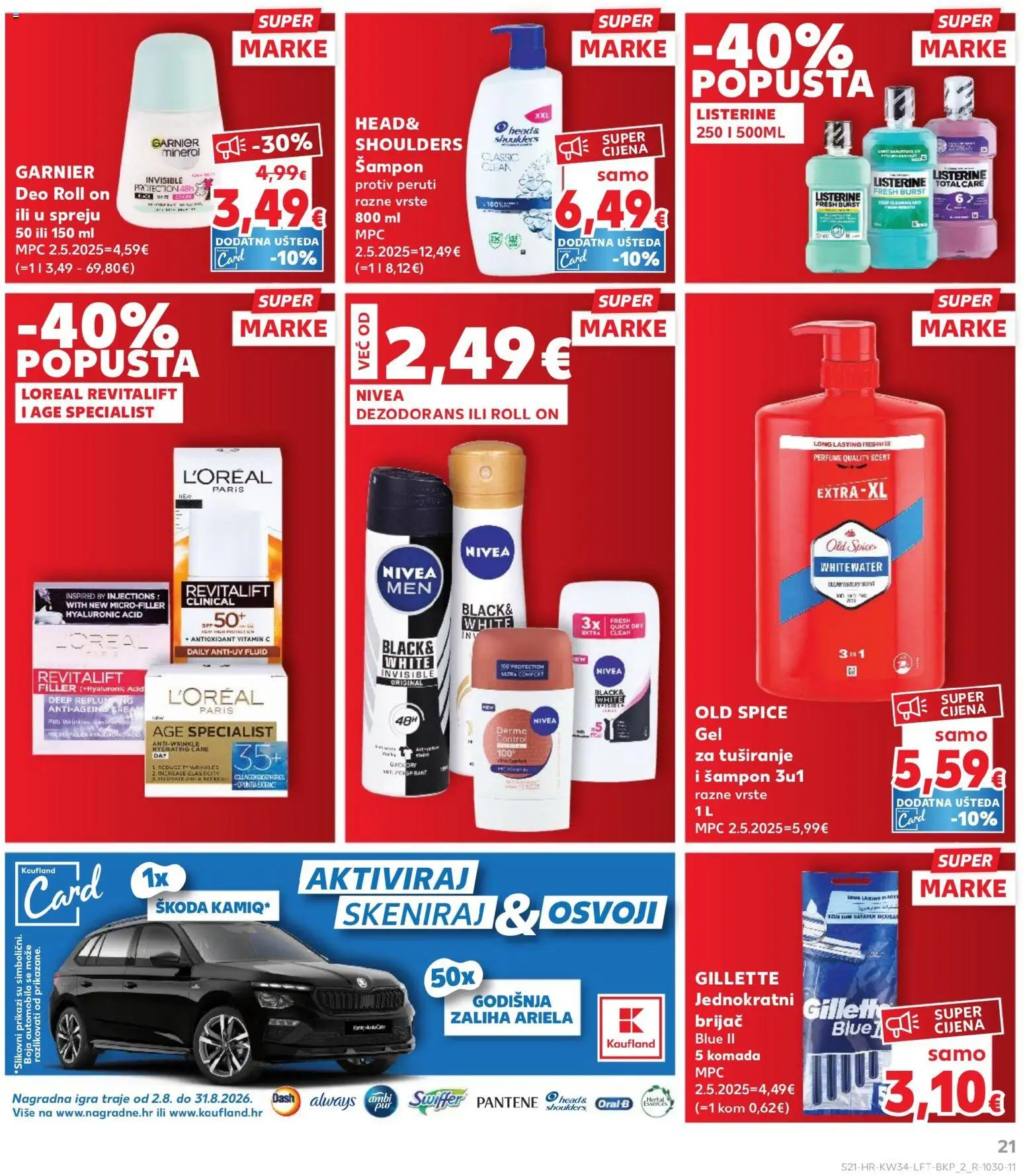 Kaufland katalog | vrijedi od 19.08.2026 | Stranica: 21 | Proizvodi: Brijač, Listerine, Old Spice, Garnier