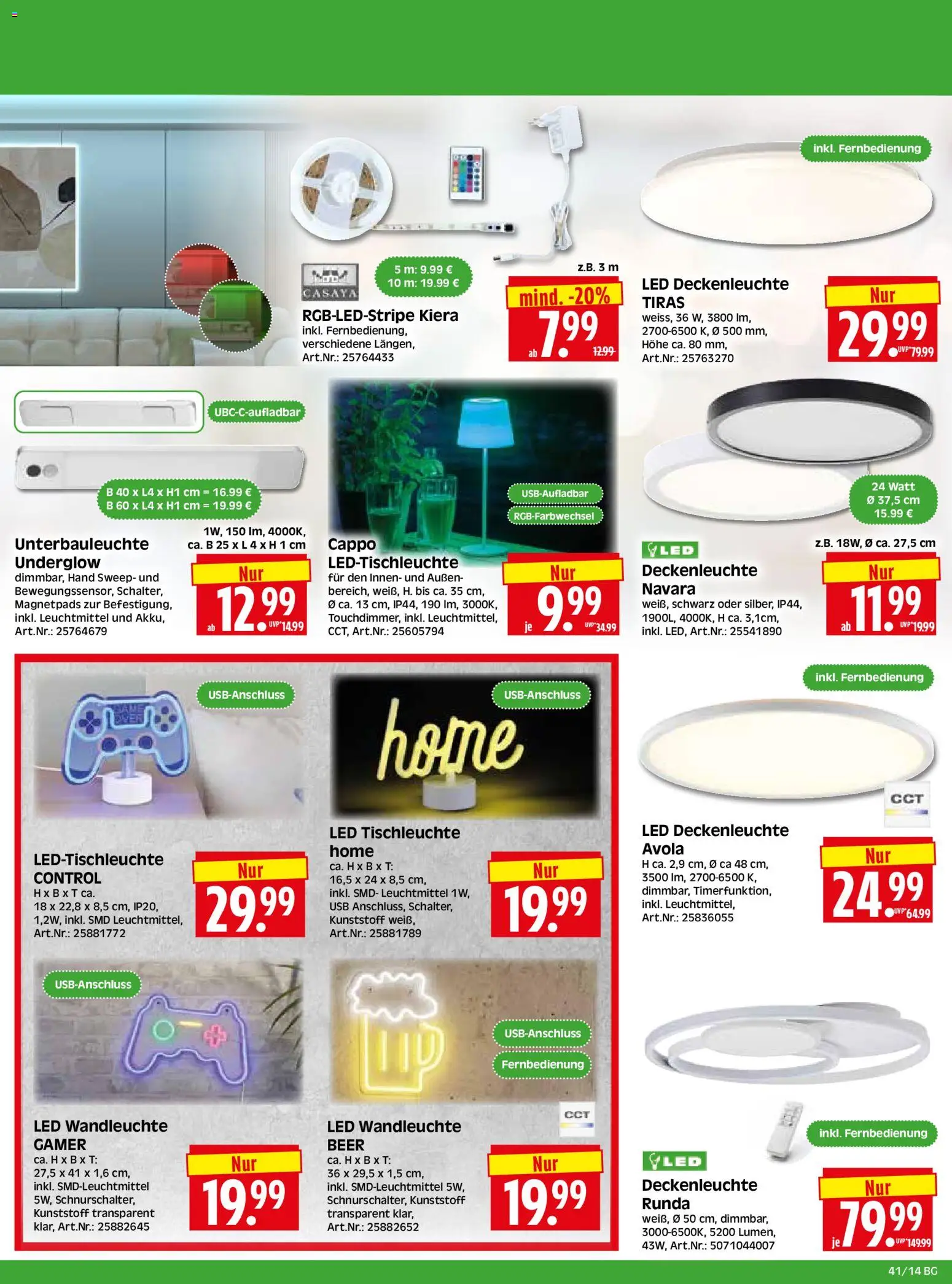 HERKULES Bau & Garten – gültig ab 05.10.2026 | Seite: 14 | Produkte: USB, Wandleuchte