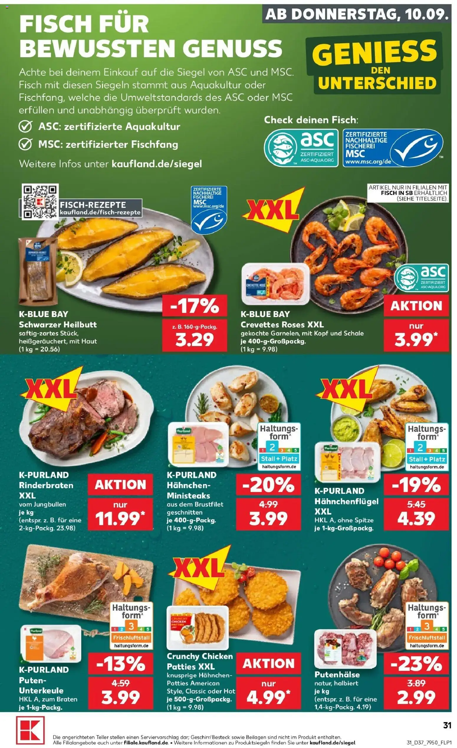 Prospekt Kaufland ab 07.09.2026 » Angebote Online zum Blättern | Seite: 40 | Produkte: Beilagen, Rinderbraten, Hahnchen, Fisch