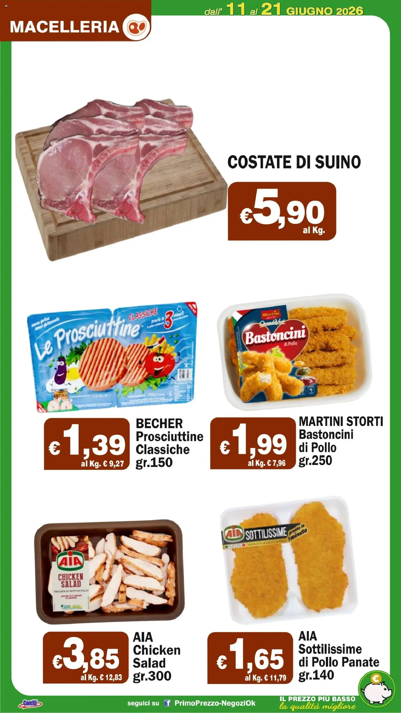 Volantino Primo Prezzo del 11.06.2026 | Pagina: 33 | Prodotti: Pollo, Suino, Padella