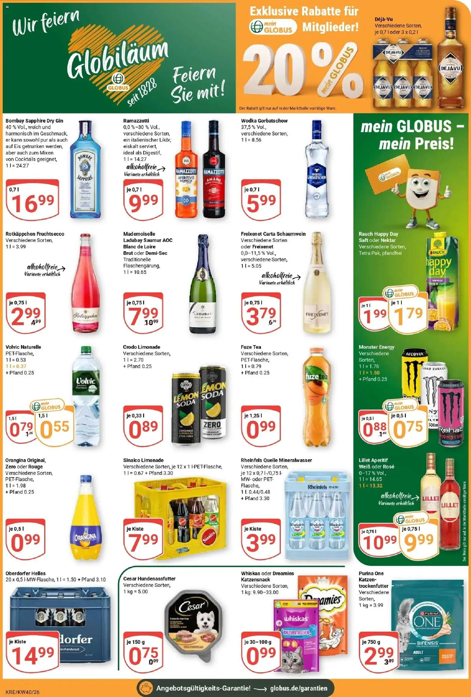 Globus Prospekt Krefeld (ab 28.09.2026) » Angebote online | Seite: 3 | Produkte: Limonade, Monster, Zucker, Wodka gorbatschow