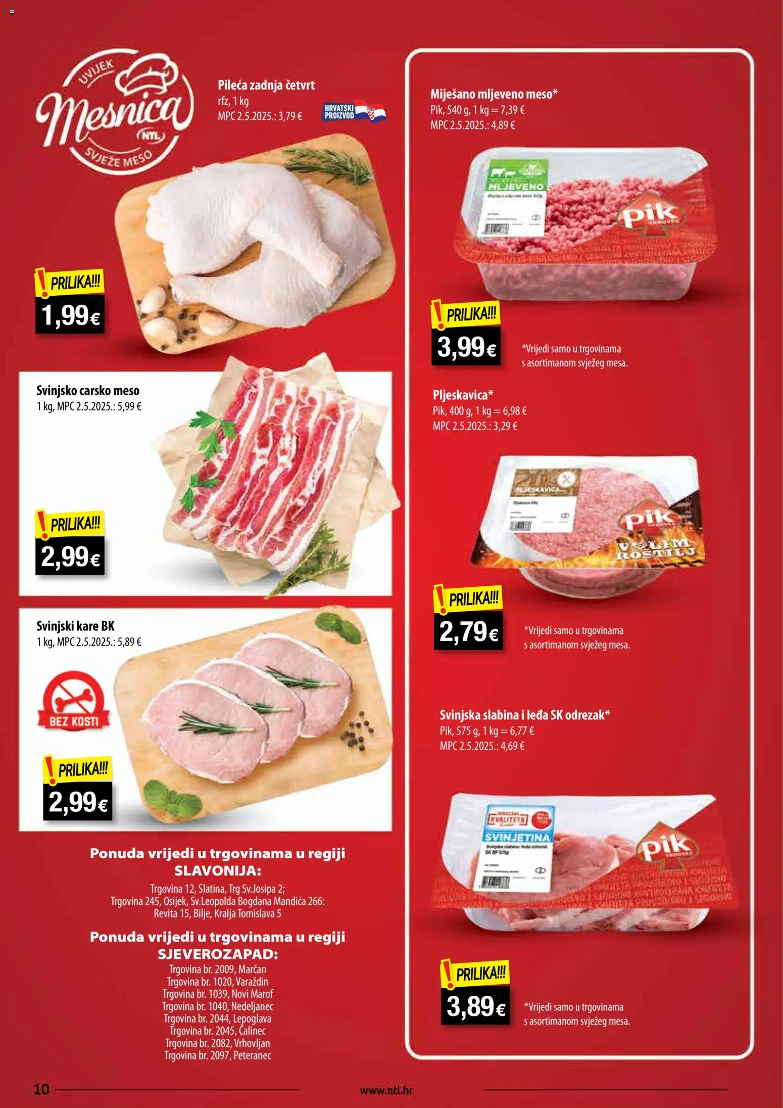 NTL katalog | vrijedi od 15.07.2026 | Stranica: 10 | Proizvodi: Carsko meso, Svinjski kare, Meso, Svinjetina