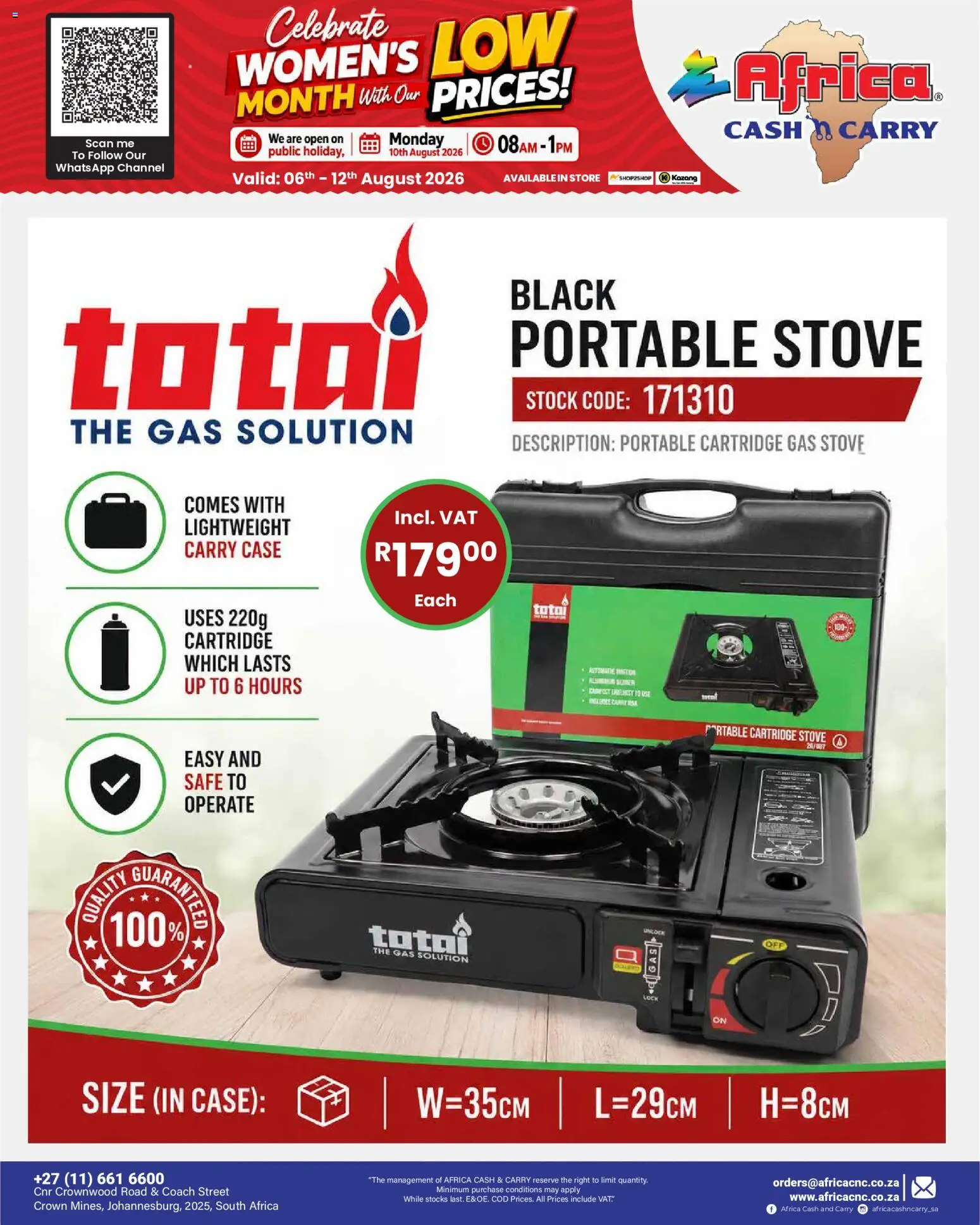 New Africa Cash & Carry catalogue – valid from 06/08/2026 | Page: 35 | Products: Case, Stove, Gas stove, Stock