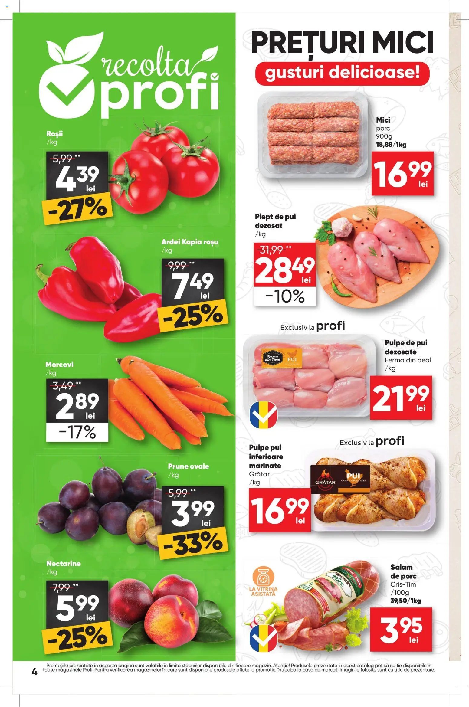 Noul catalog Profi – valabil de la 27.08.2026 | Pagină: 4 | Produse: Grătar, Salam, Roșii, Prune