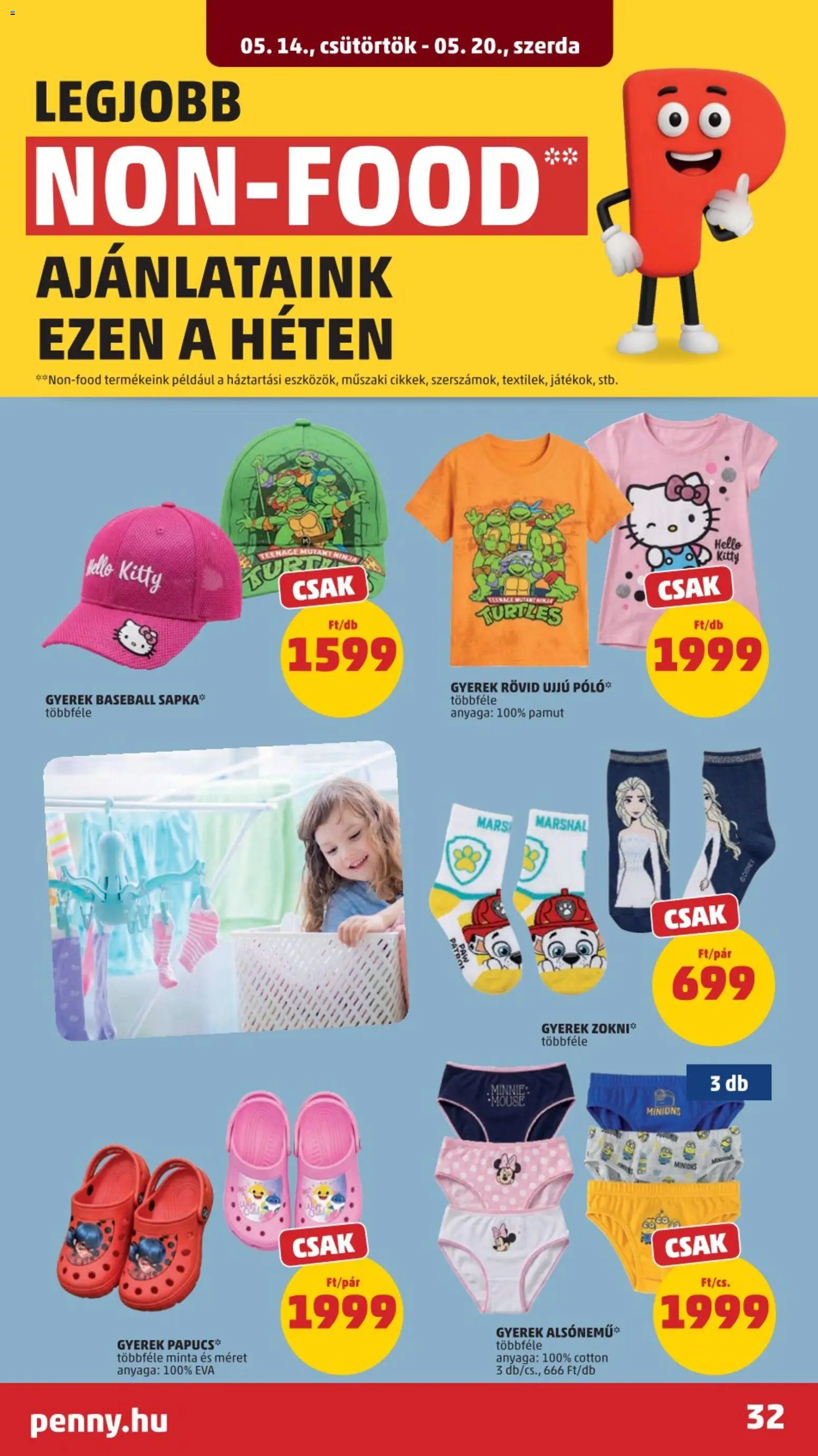 PENNY akciós ujság - amely érvényes a következő dátumtól: 14.05.2026 | Oldal: 36 | Termékek: Papucs, Zokni