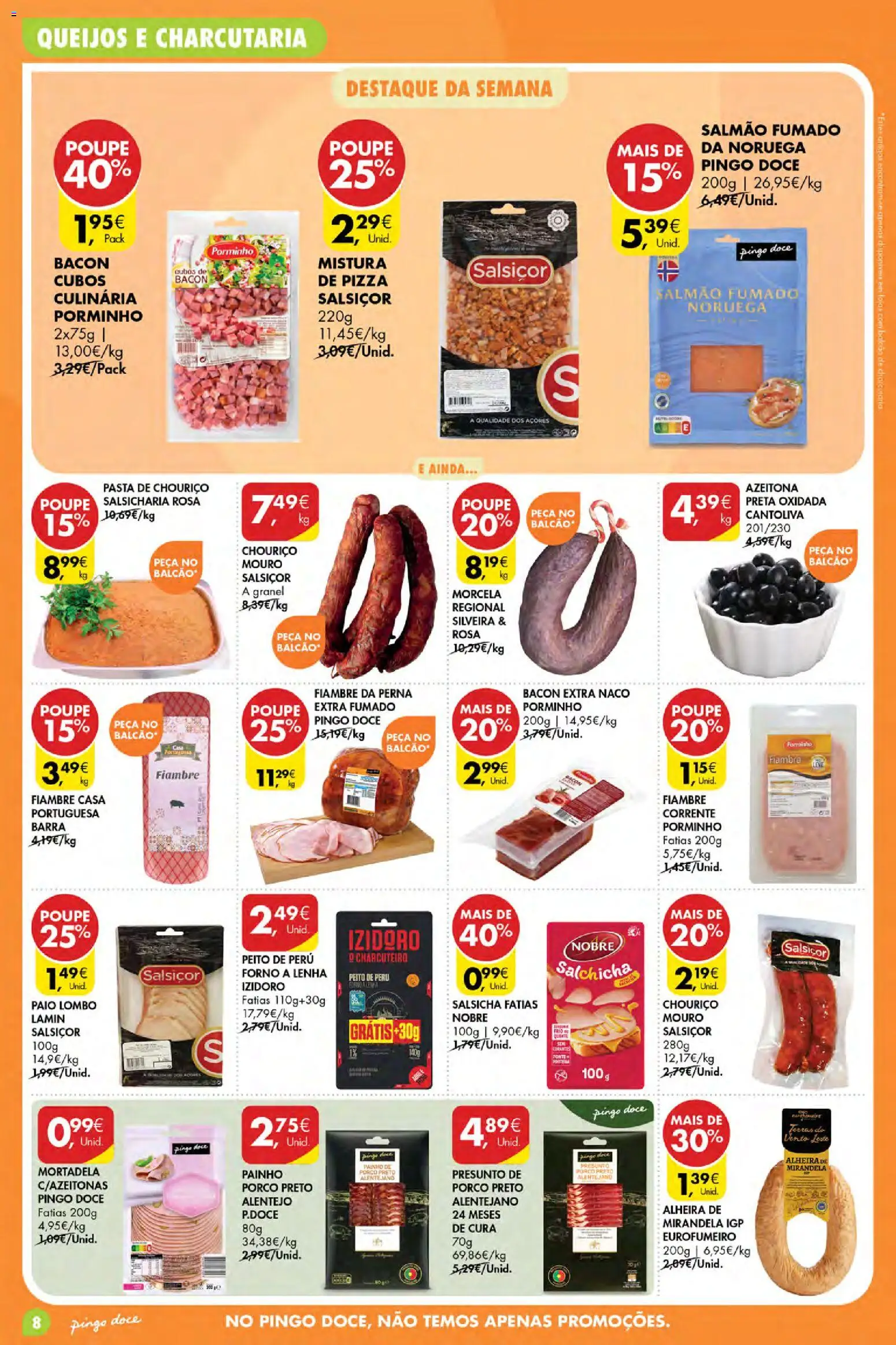 Pingo Doce Poupe Esta Semana Açores │ válido de 13/08/2026 | Página: 8 | Produtos: Salmão fumado, Fiambre, Salsicha, Pizza
