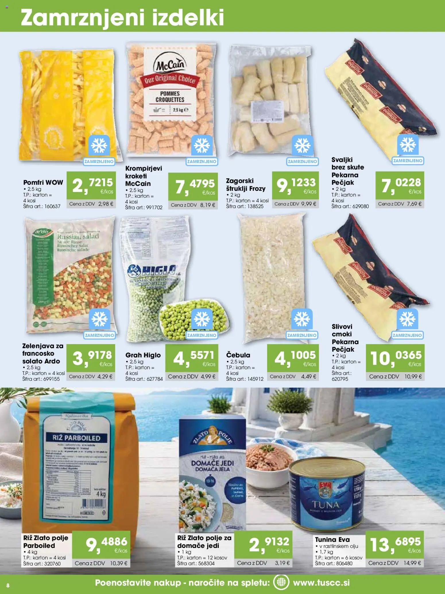 Novi Tuš katalog ponudbe – veljaven od 15.07.2026 | Stran: 8 | Izdelki: Pekarna, Riz, Cebula, Grah