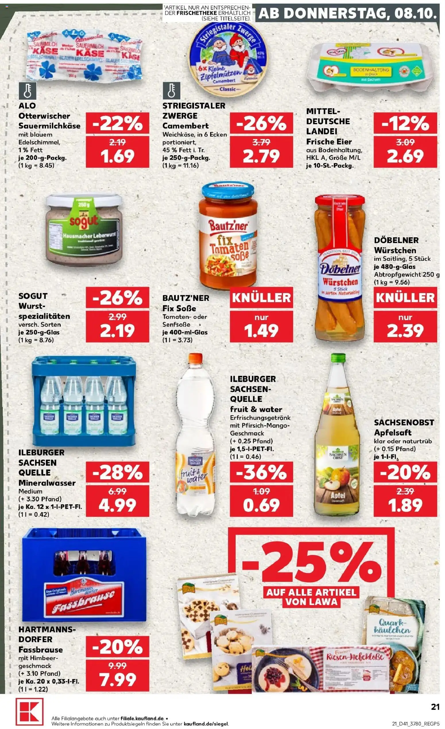 Prospekt Kaufland ab 08.10.2026 » Angebote Online zum Blättern | Seite: 21 | Produkte: Eier, Tomaten, Soße, Wurst