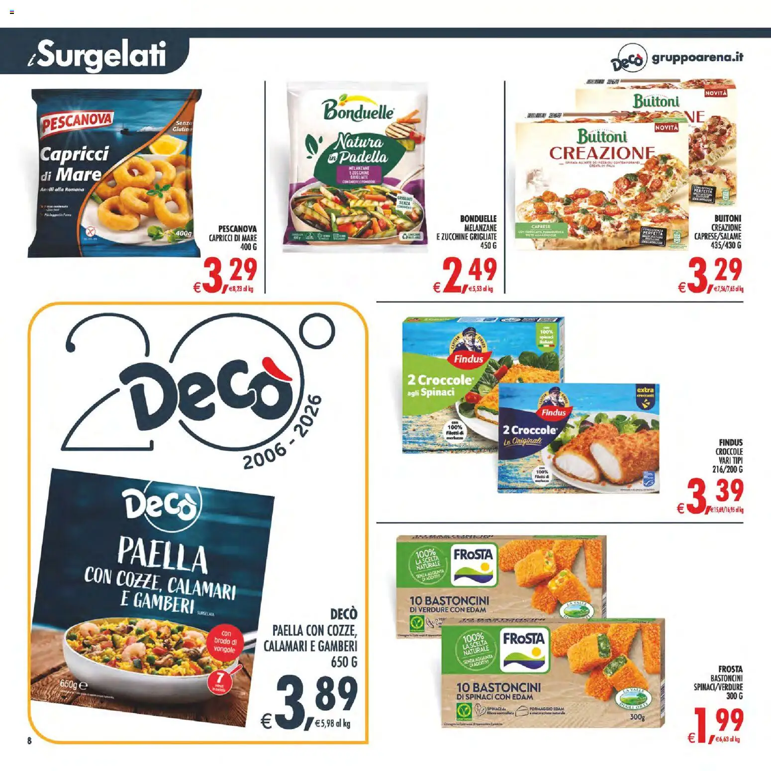 Volantino Decò del 01/09/2026 | Pagina: 8 | Prodotti: Vongole, Verdure, Padella, Paella