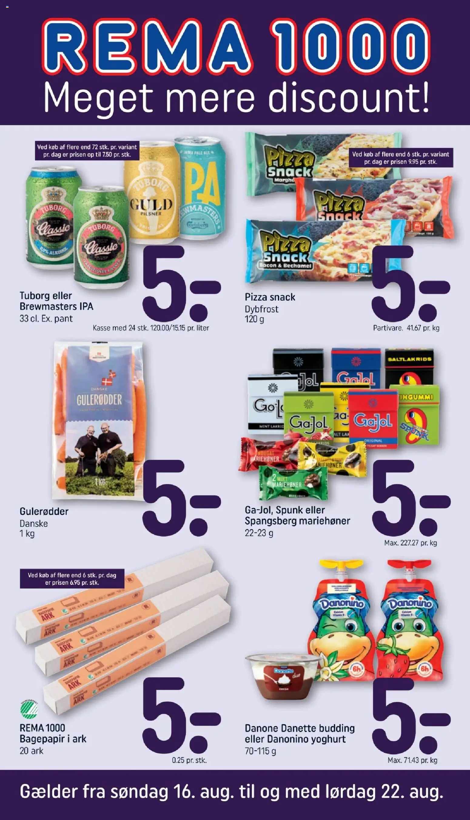 Rema 1000 tilbudsavis – gyldig fra 16/08/2026 | Side: 1 | Produkter: Yoghurt, Pizza, Bacon, Nougat