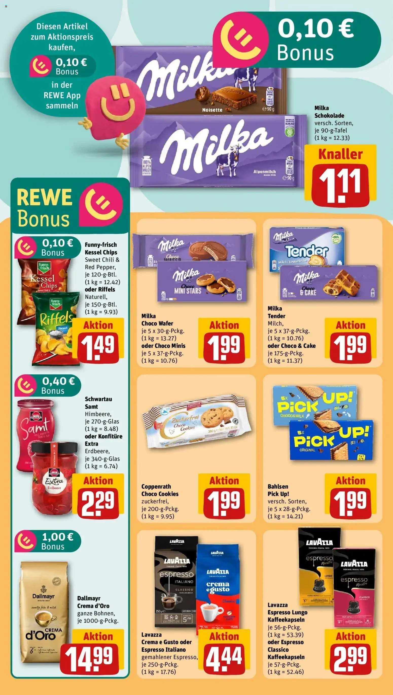 Rewe Prospekt Essen / Stoppenberg – gültig ab 26.05.2026 | Seite: 21 | Produkte: Schokolade, Schwartau samt, Milka, Chili
