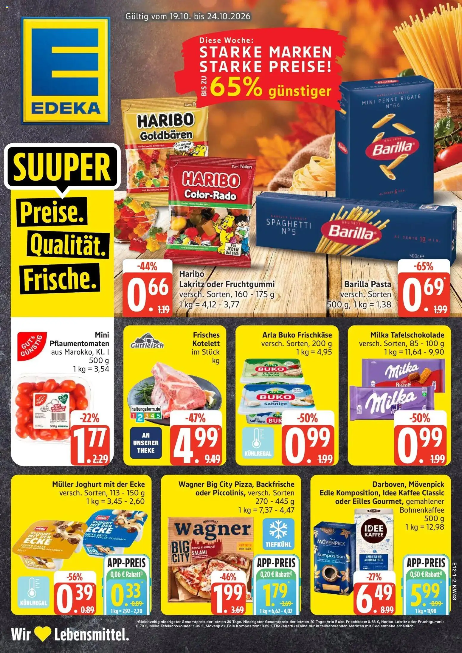Edeka Prospekt Kiel (ab 19.10.2026) » Angebote Online | Seite: 1 | Produkte: Idee kaffee, Joghurt, Theke, Kaffee