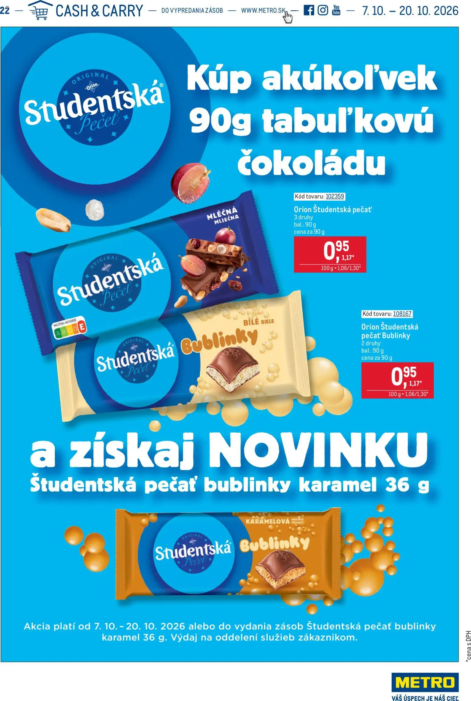 Nové Metro akcie – leták je platný od 07.10.2026 | Strana: 1 | Produkty: Študentská pečať
