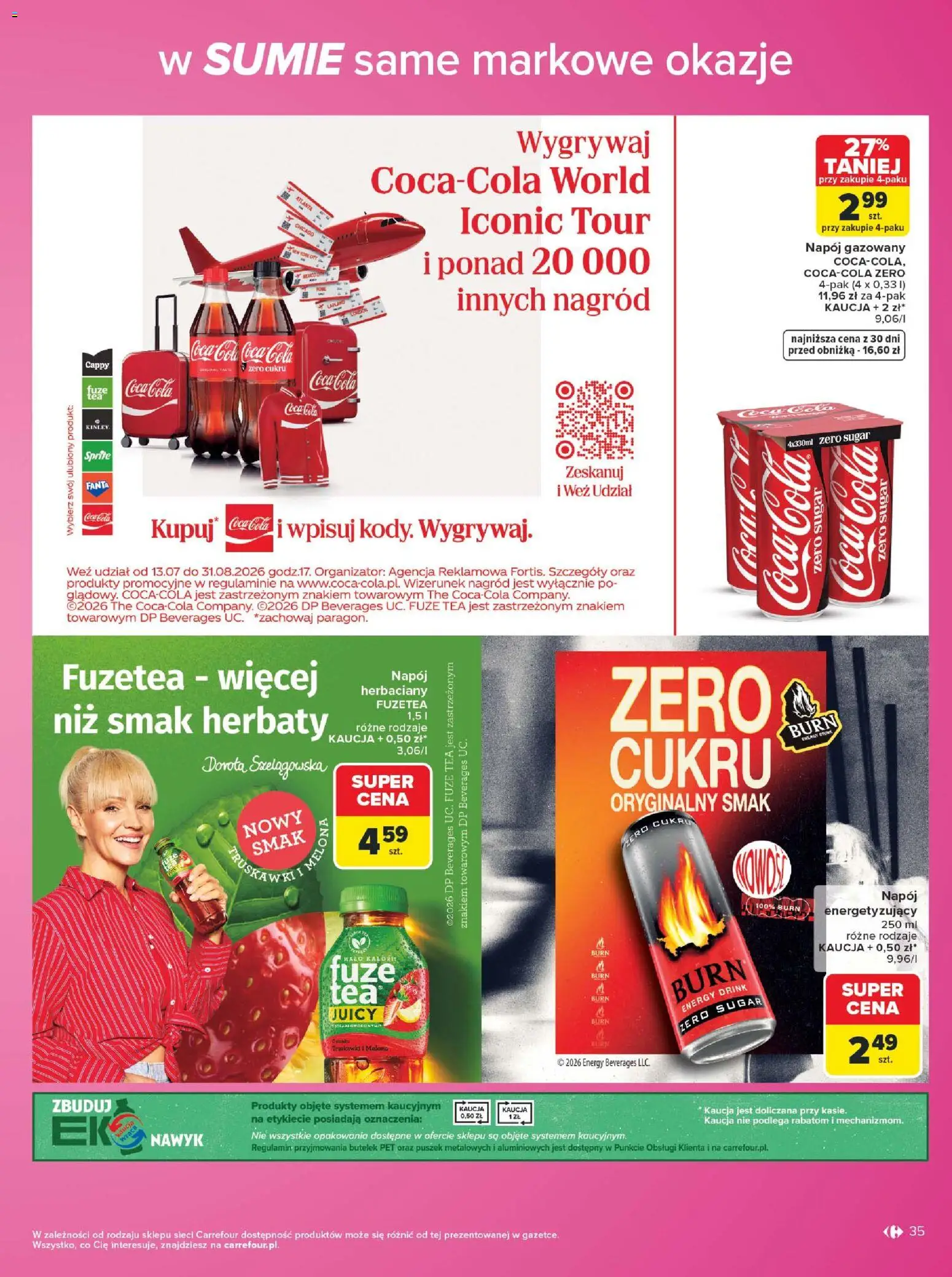 Carrefour gazetka - Same markowe okazje od 03.08.2026 | Strona: 35 | Produkty: Sprite, Coca cola