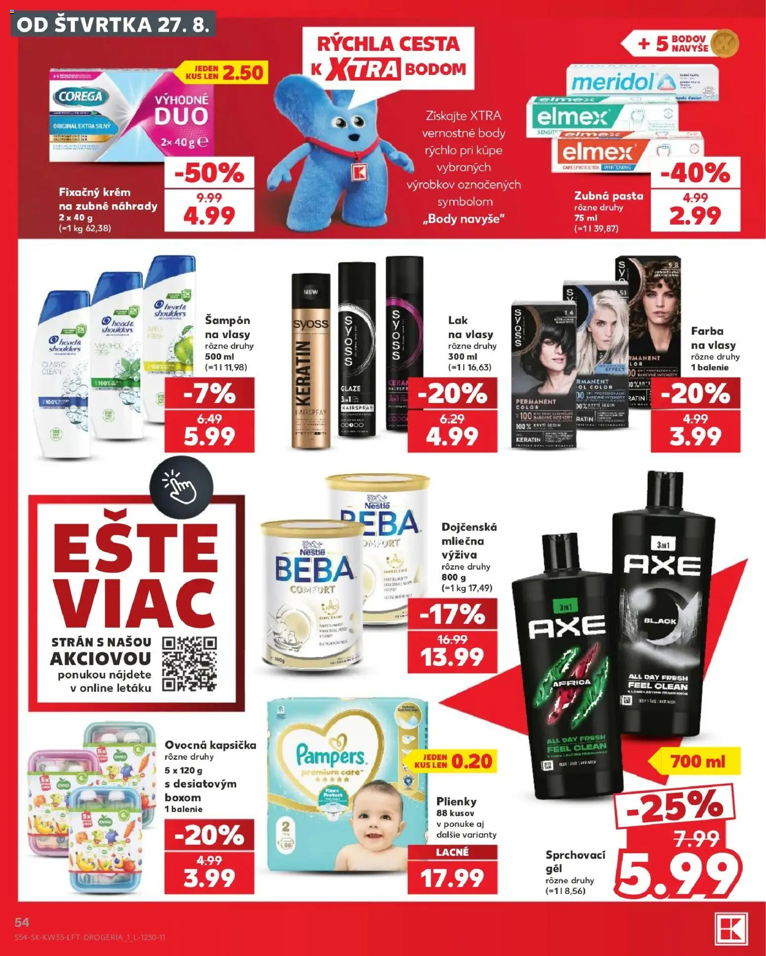 Nové Kaufland akcie – leták je platný od 27.08.2026 | Strana: 54 | Produkty: Zubná pasta, Krém, Pampers, Beba