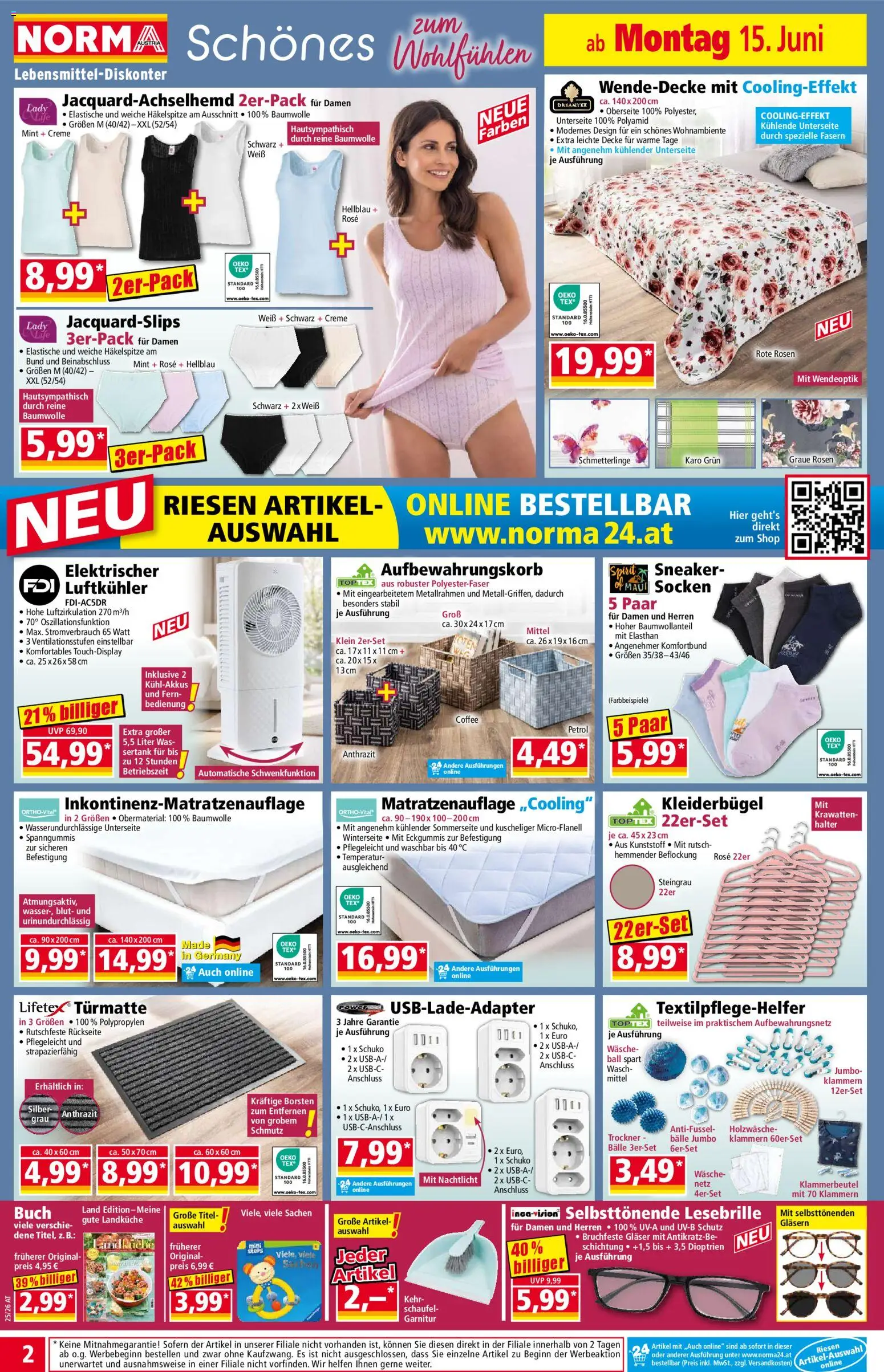 Norma Flugblatt gültig ab 15.06.2026 | Seite: 2 | Produkte: Socken, Decke, Kleiderbügel, Creme