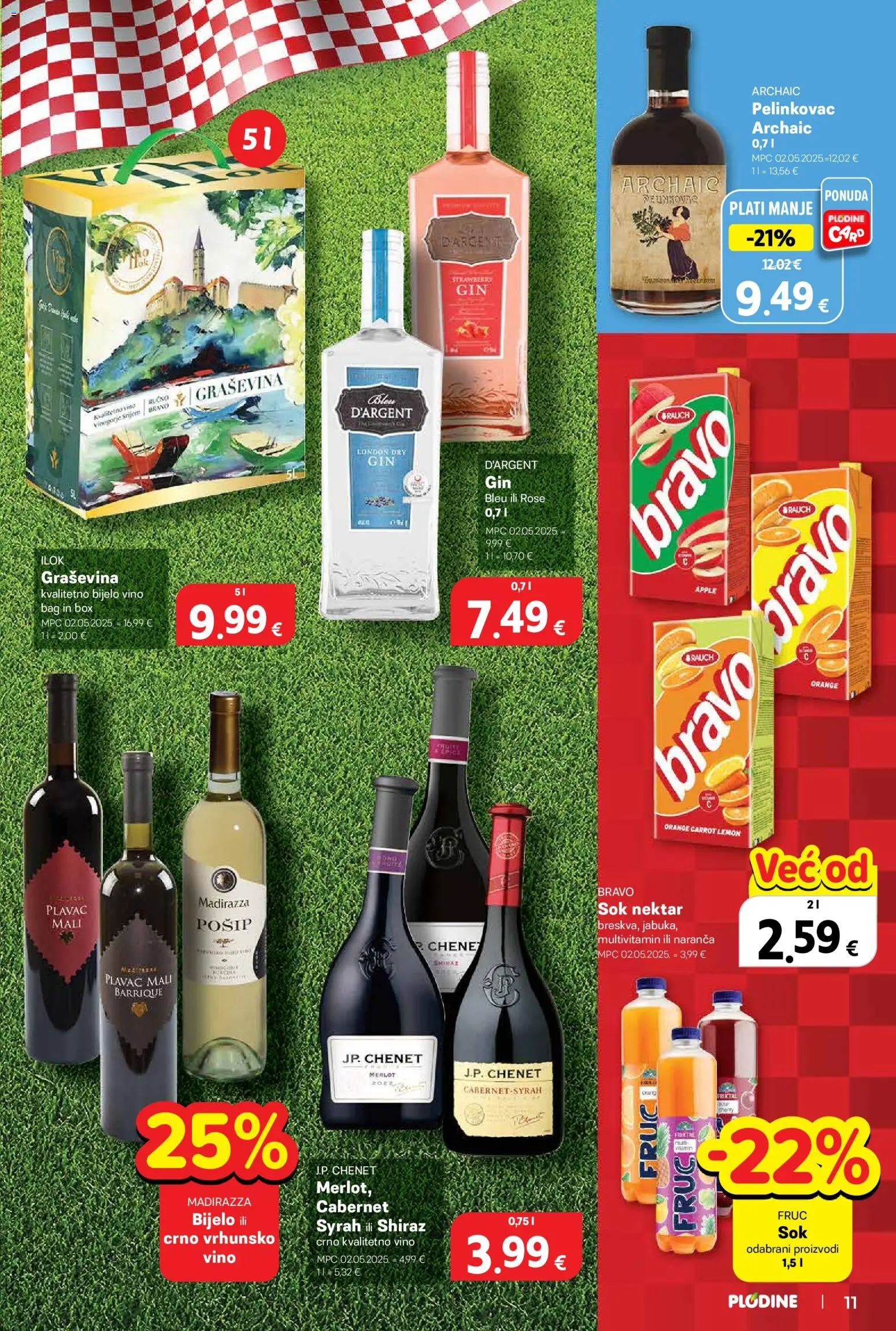 Plodine katalog | vrijedi od 17.06.2026 | Stranica: 11 | Proizvodi: Pelinkovac, Bijelo vino, Sok, Vino