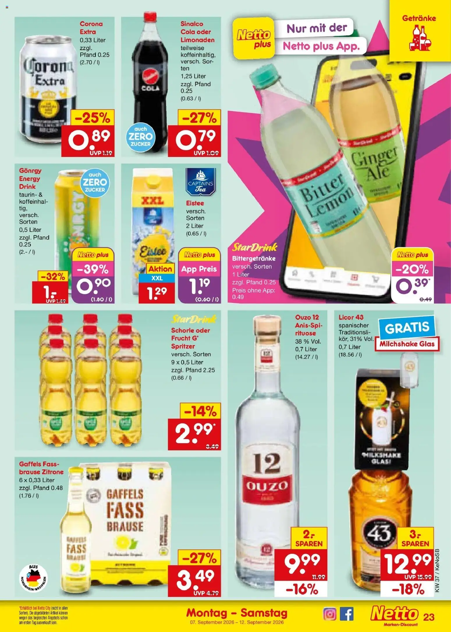 Netto Marken-Discount Prospekt Koblenz – gültig ab 07.09.2026 | Seite: 33 | Produkte: Ouzo 12, Energy, Zucker, Zitrone