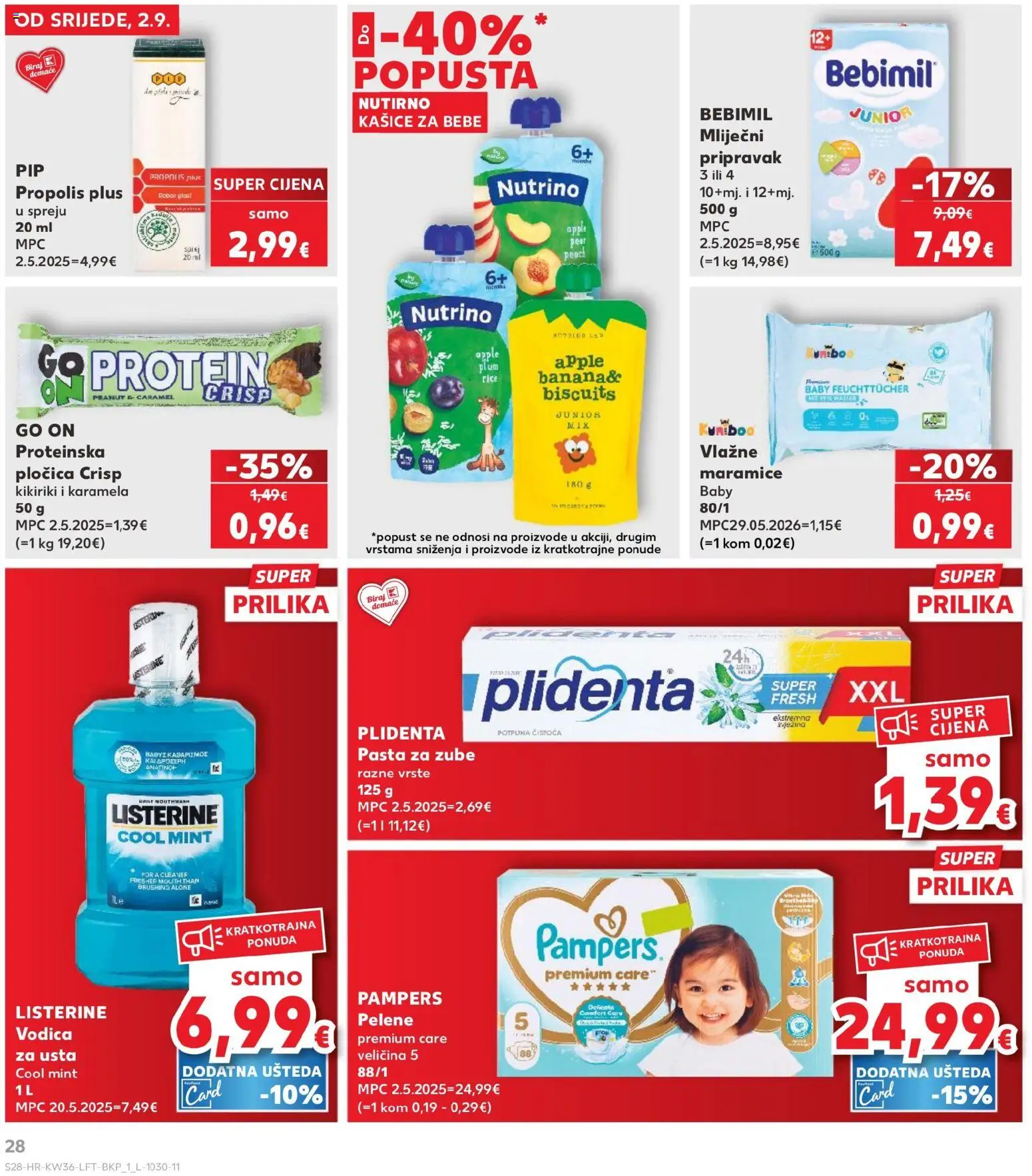 Kaufland katalog | vrijedi od 02.09.2026 | Stranica: 28 | Proizvodi: Protein, Proteinska pločica, Vlažne maramice, Maramice