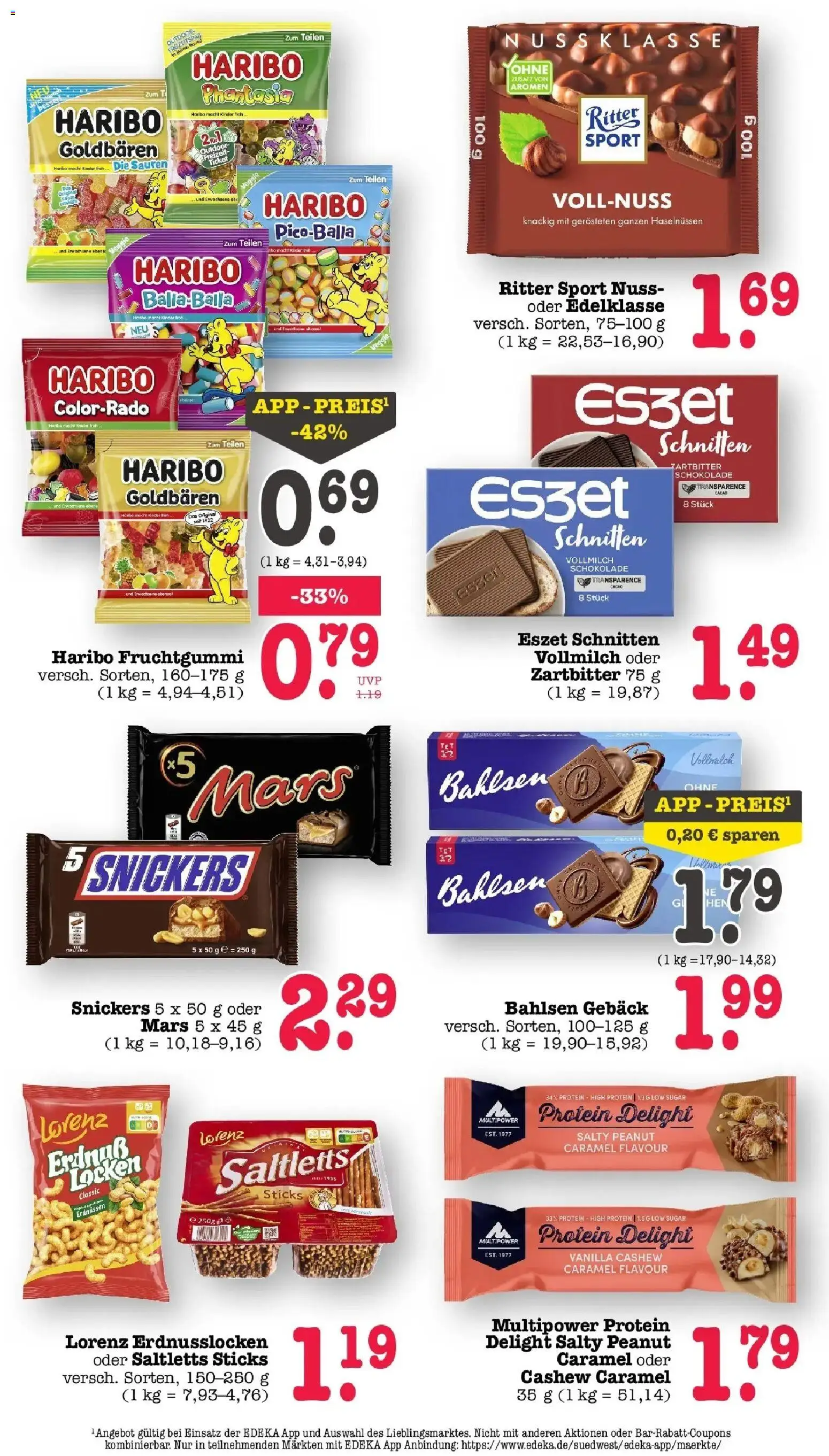 Edeka Prospekt Karlsruhe – gültig ab 27.07.2026 | Seite: 38 | Produkte: Haribo, Schokolade, Snickers, Mars