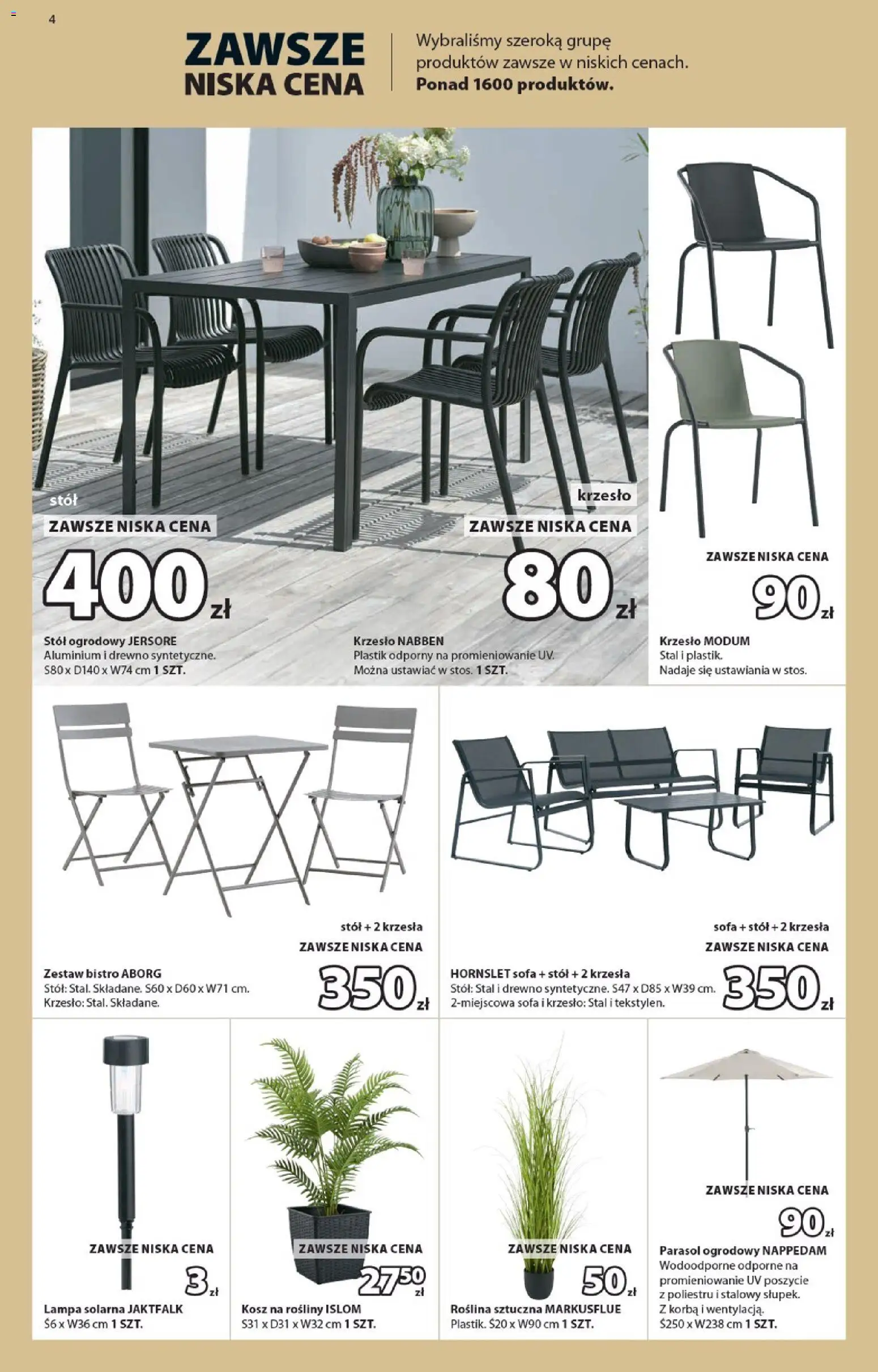 JYSK gazetka od 10.06.2026 | Strona: 4 | Produkty: Krzesło, Lampa, Rosliny, Stół ogrodowy