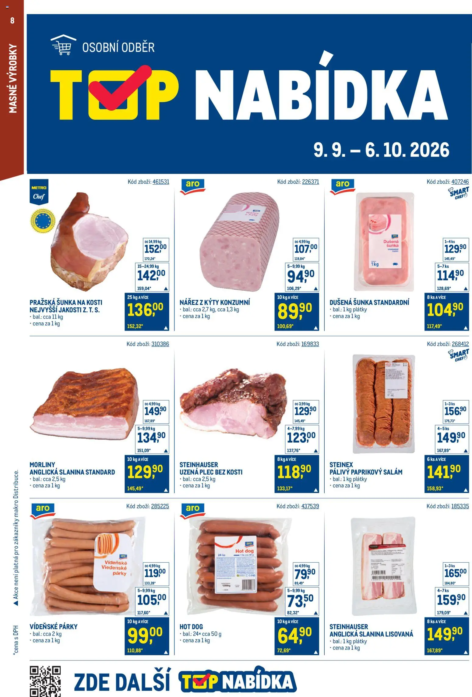 Makro leták - Gastronomie od 23.09.2026 | Strana: 8 | Produkty: Plec bez kosti, Párky, Hot dog, Anglická slanina