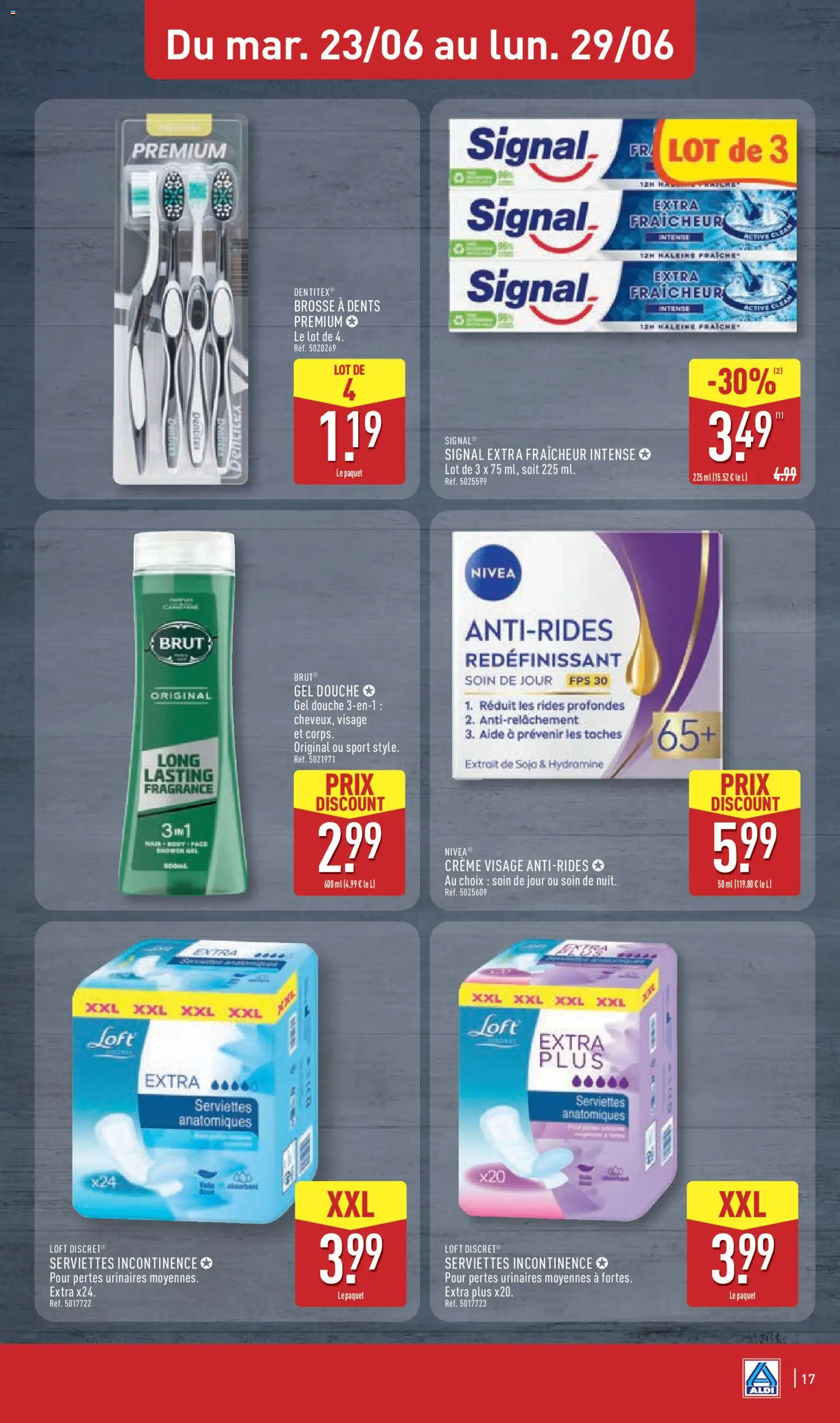 {H1} | Page: 19 | Produits: Gel douche, Brosse à dents, Douche, Crème