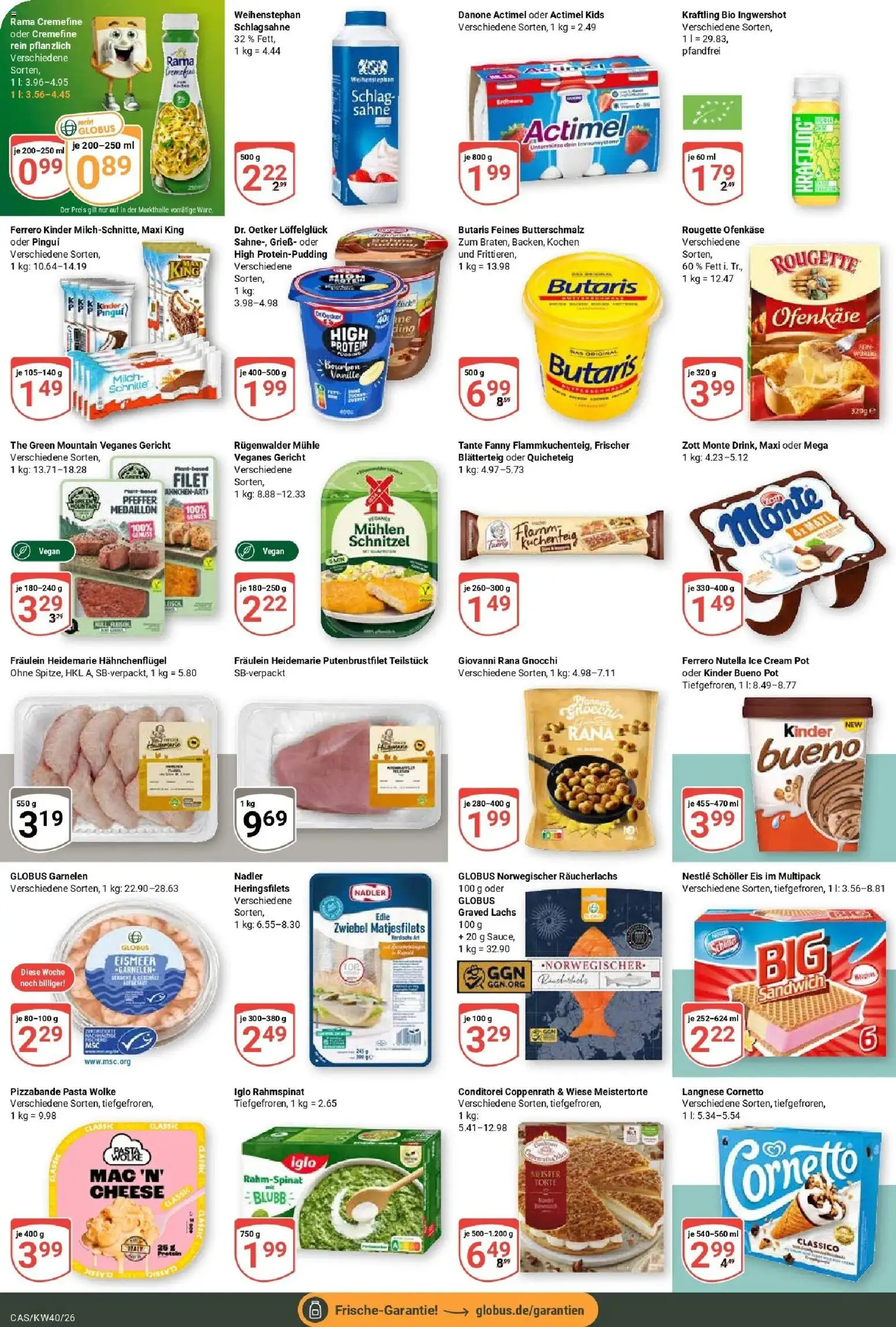 Globus Prospekt Castrop-Rauxel (ab 28.09.2026) » Angebote online | Seite: 12 | Produkte: Grieß, Pasta, Sahne, Eis